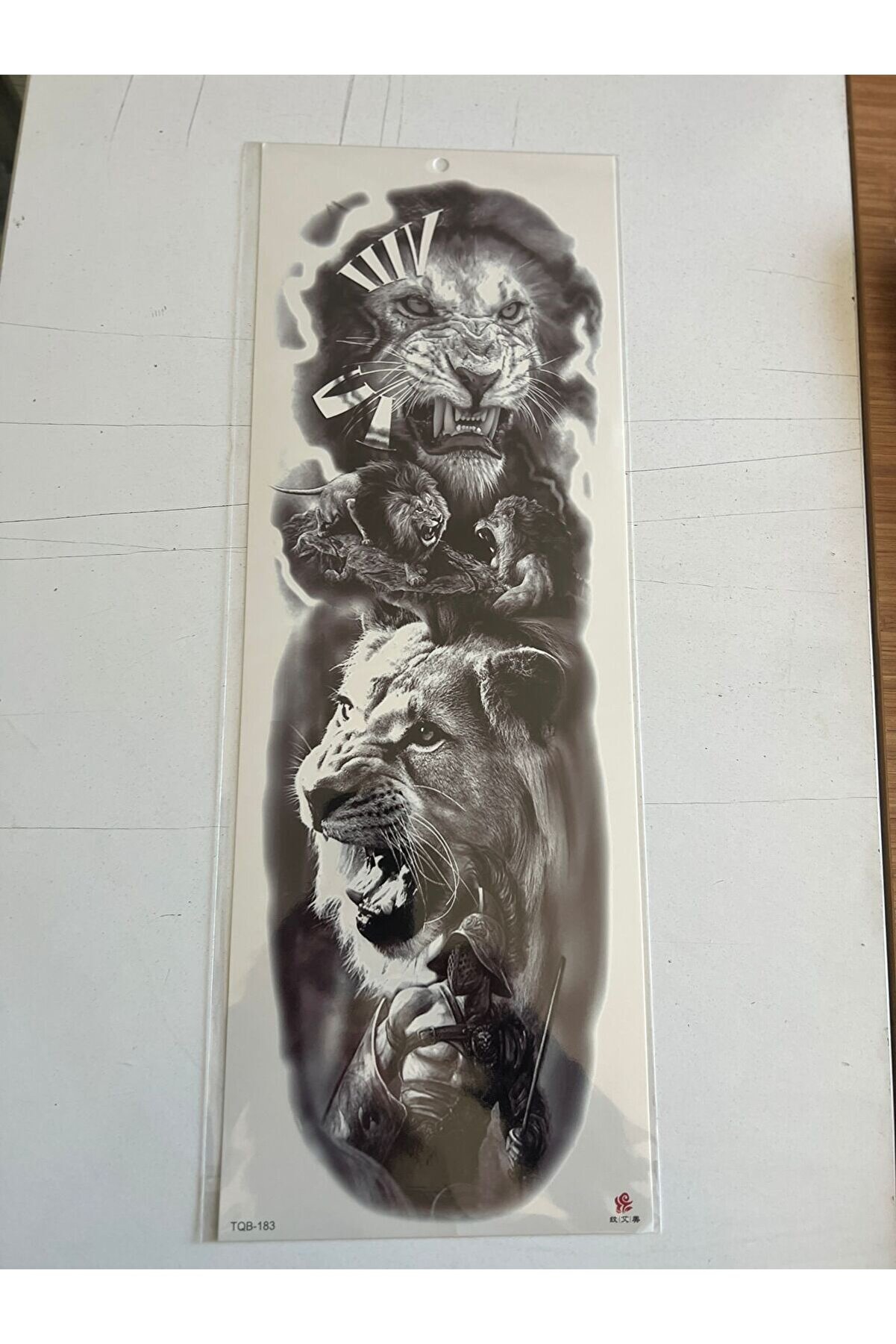 Ai̇rbrush Tattoo Aslanlar 1 Hafta Kalıcı Tam Kol Kaplama Bacak Yapıştırma Ge&ccedil;i̇ci̇ D&ouml;vme 46 Cm