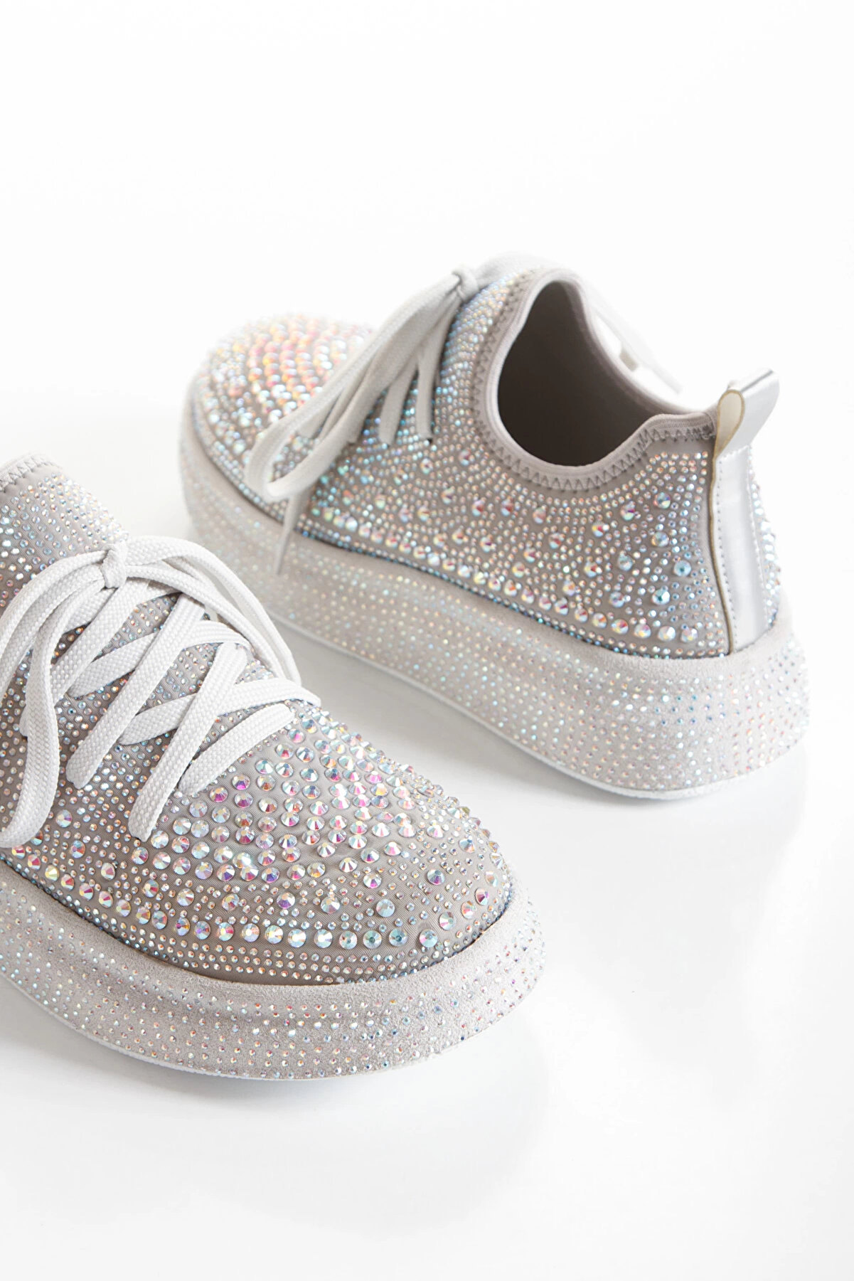 Gult Kadın Işıltı Platform Tabanlı Sneaker