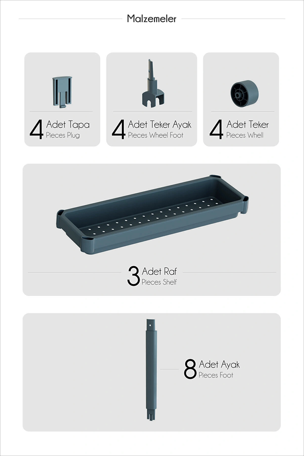 Dar Alan Uyumlu Tekerlekli̇ 3 Katlı Mutfak Rafı – Yağlık, Baharatlık Ve Peçeteli̇k Organi̇zer