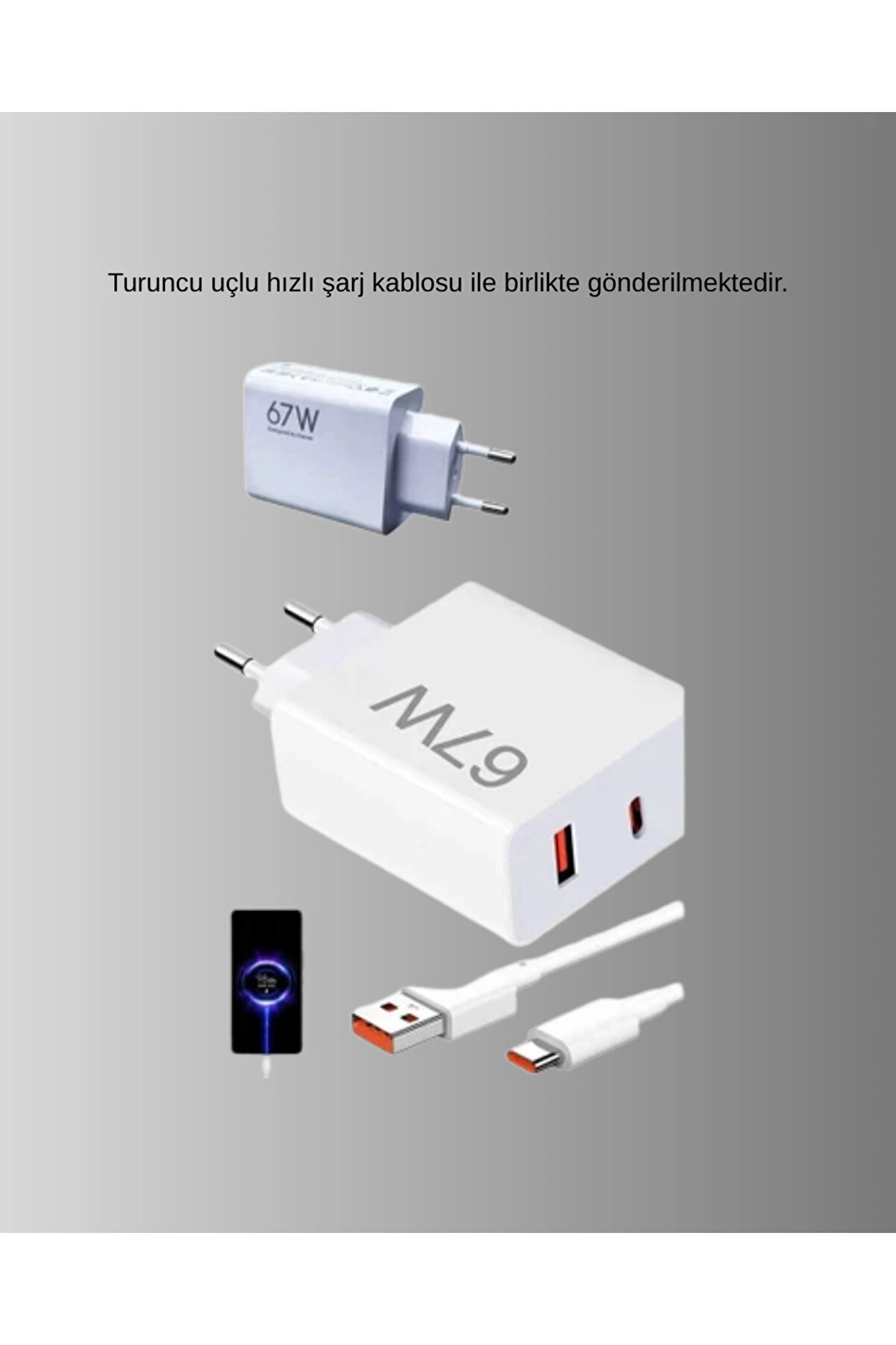 67W Turbo Type-C Hızlı Şarj Adaptörü – Akıllı Koruma Çi̇pli̇, Hızlı Şarj Destekli̇