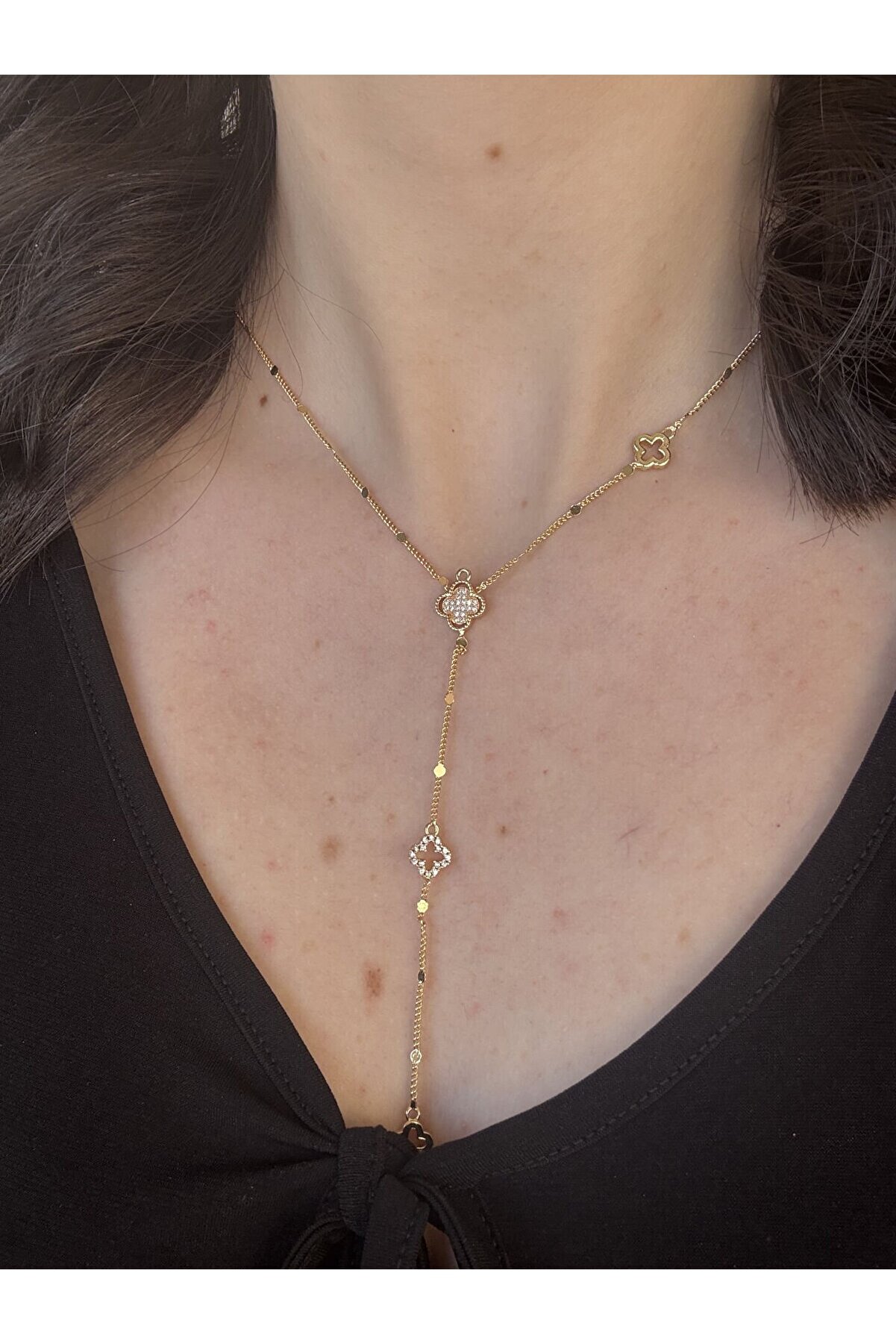 Ateli̇er Emi̇ne Gold Yonca Detaylı Y Kolye