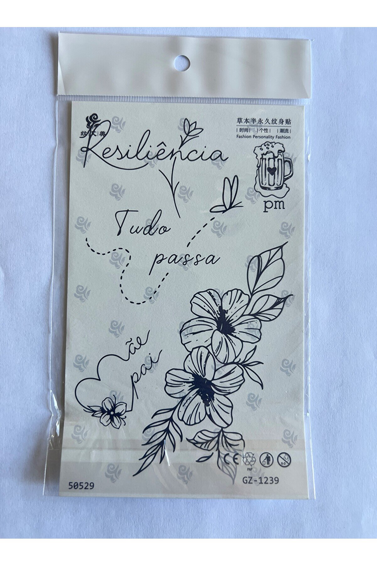 Ai̇rbrush Tattoo Çi̇çekli̇ Yazı 18X11 Cm Yarı Kalıcı Geçi̇ci̇ Dövme