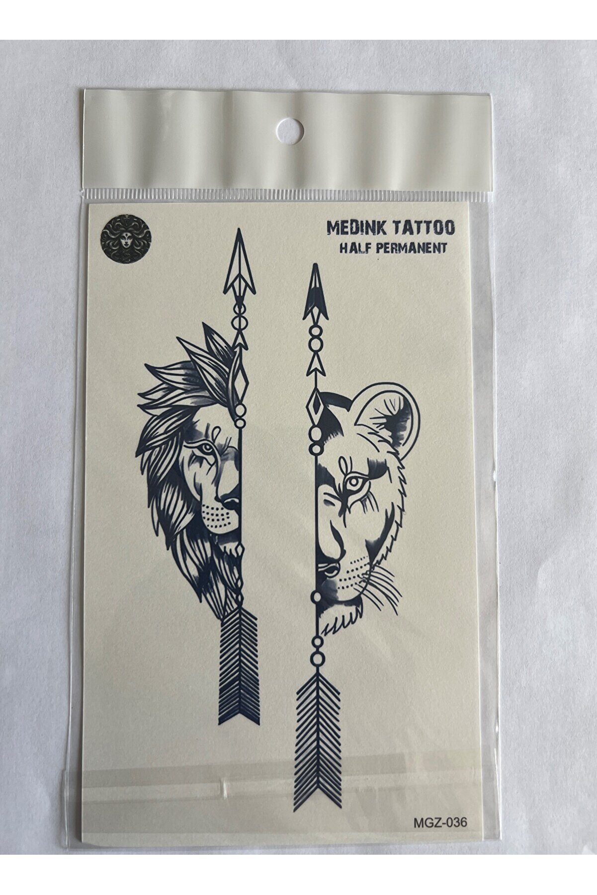 Ai̇rbrush Tattoo Çi̇ft Aslan 18X11 Cm Yarı Kalıcı Hayalet Geçi̇ci̇ Dövme Yapıştırma Dövme