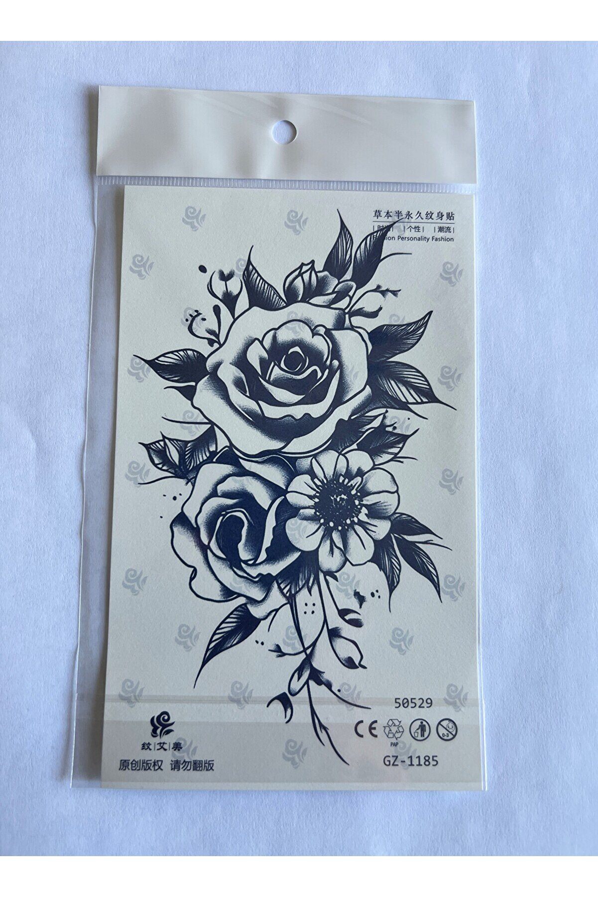 Ai̇rbrush Tattoo Gül 18X11 Cm Yarı Kalıcı Geçi̇ci̇ Dövme
