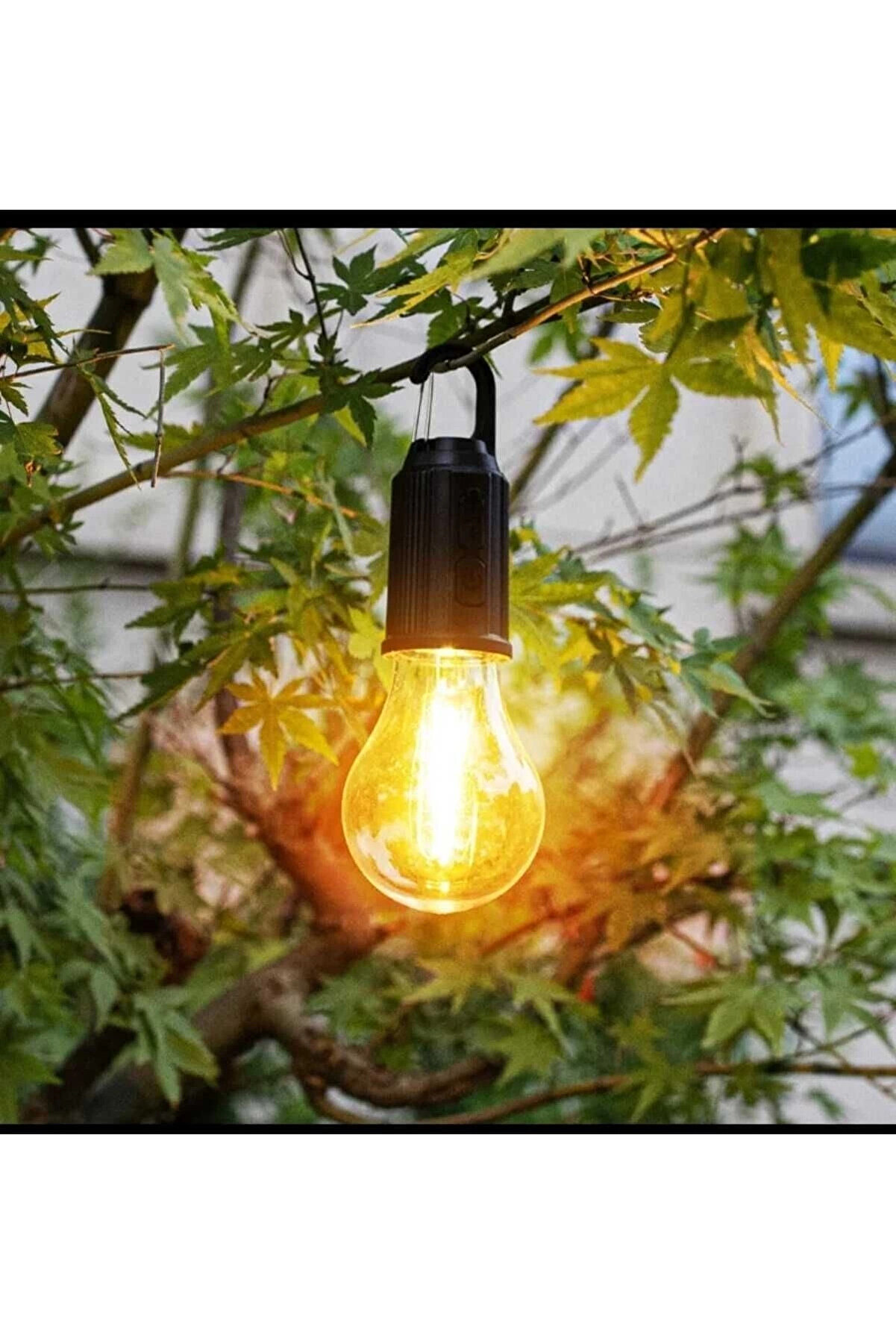 gizmurstore Taşınabilir Şarjlı Led Ampül Outdoor Kamp Bahçe Lambası 10w Askılı Kırılmaz Led Işık