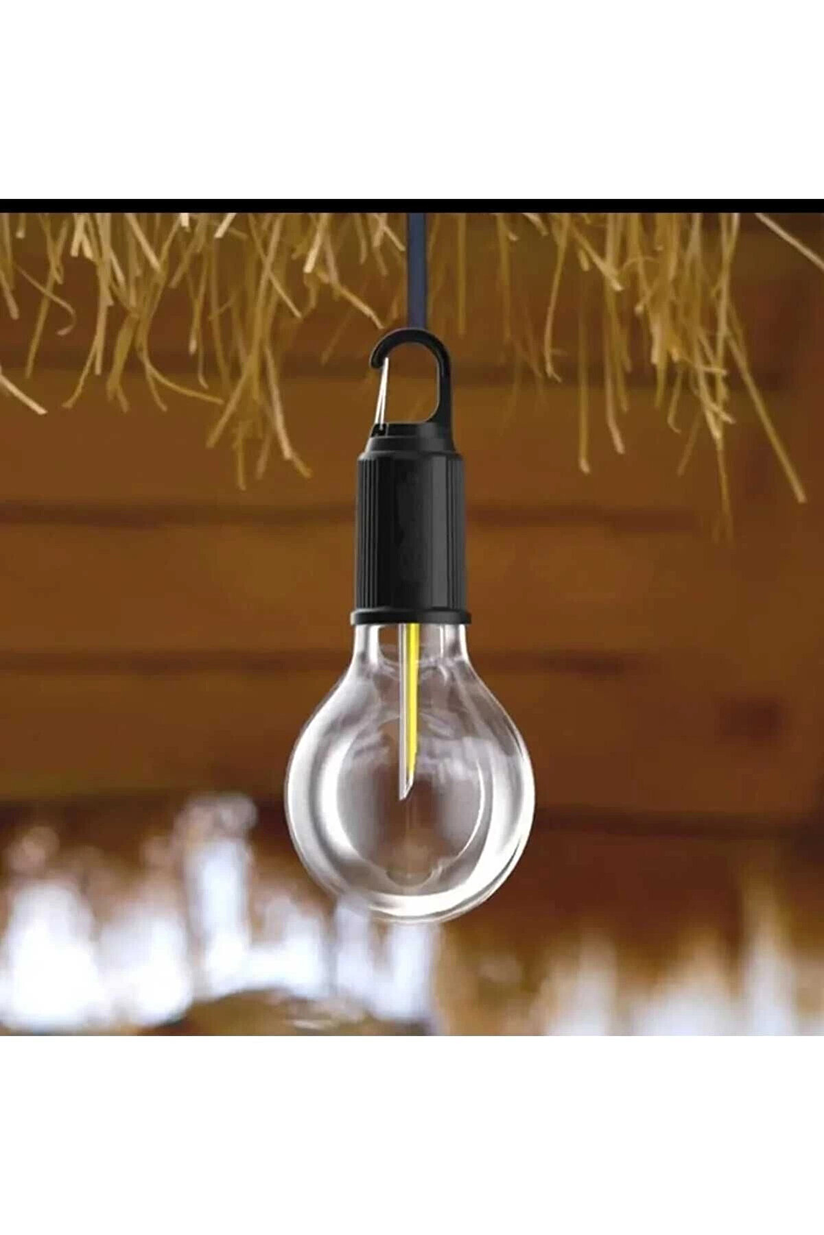 Taşınabi̇li̇r Şarjlı Led Ampül Outdoor Kamp Bahçe Lambası 10W Askılı Kırılmaz Led Işık