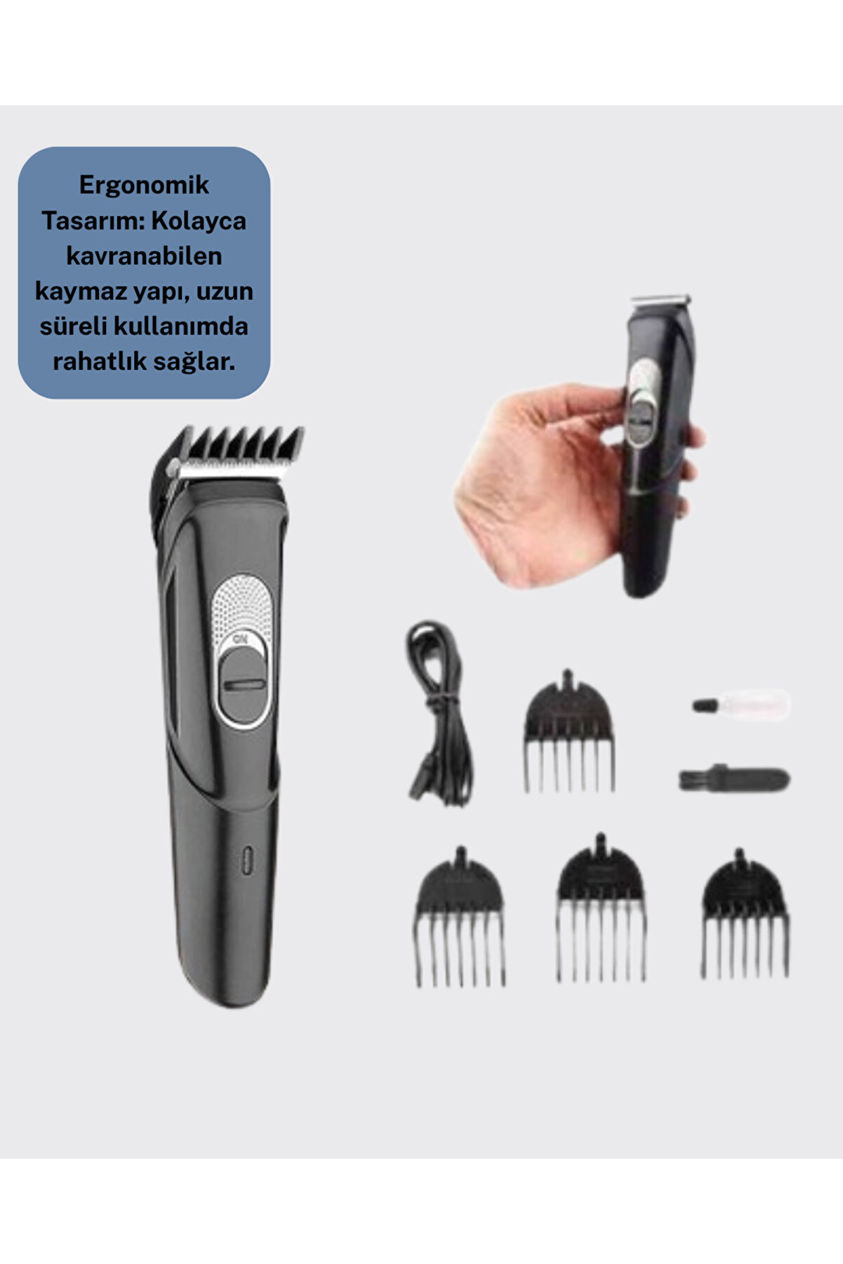 Taşınabi̇li̇r Şarjlı Saç Sakal Tıraş Maki̇nesi̇ – 3 Taraklı, Sessi̇z Ve Ergonomi̇k