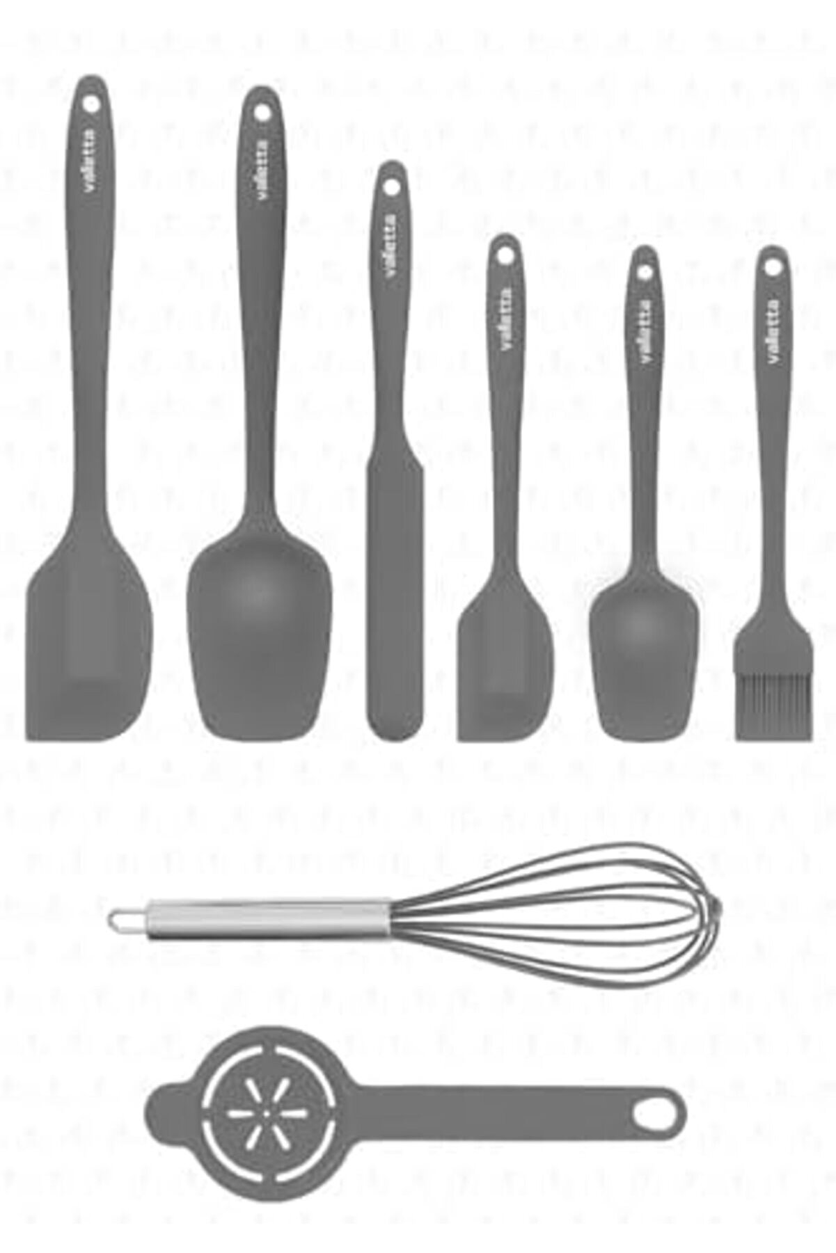 Modashi̇ne Drongo Dayanıklı Yanmaz Yapışmaz Si̇li̇kon Spatula Seti̇ 8 Parça Gri̇ Modascope 1014773