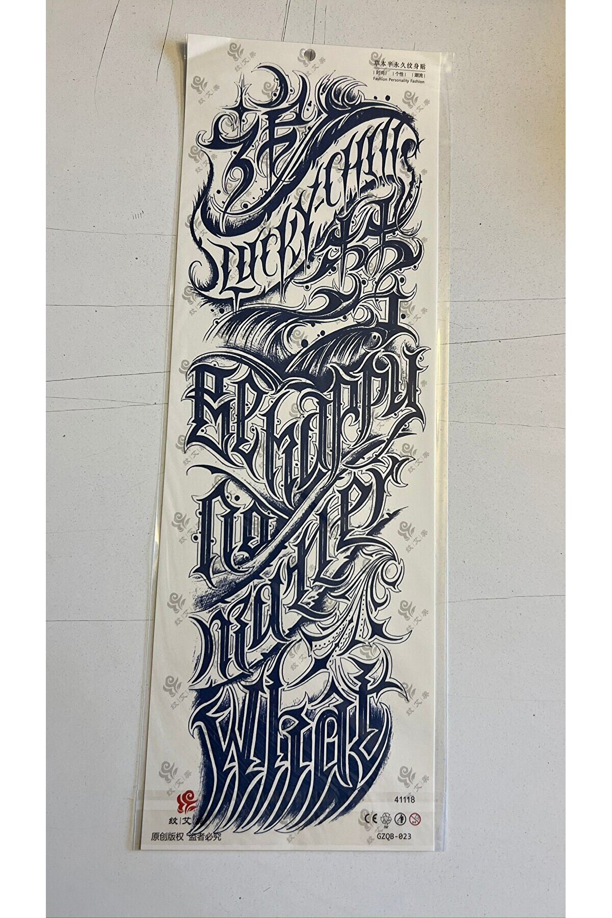 Ai̇rbrush Tattoo Goti̇k Yazılar 3 Hafta Kalıcı Tam Kol Bacak Kaplama Yapıştırma Geçi̇ci̇ Dövme 46 Cm