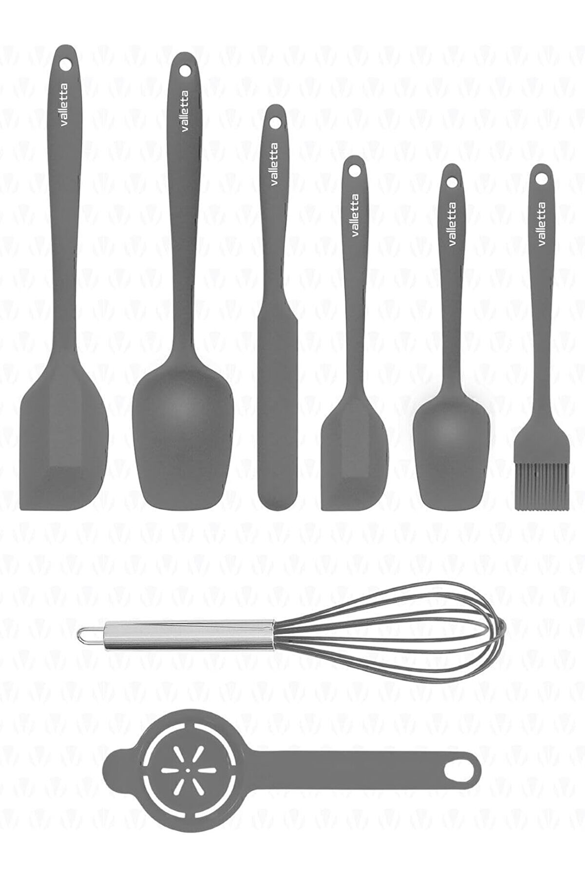 STOREMAX modashine Drongo Dayanıklı Yanmaz Yapışmaz Silikon Spatula Seti 8 Parça Gri modascope 1014773