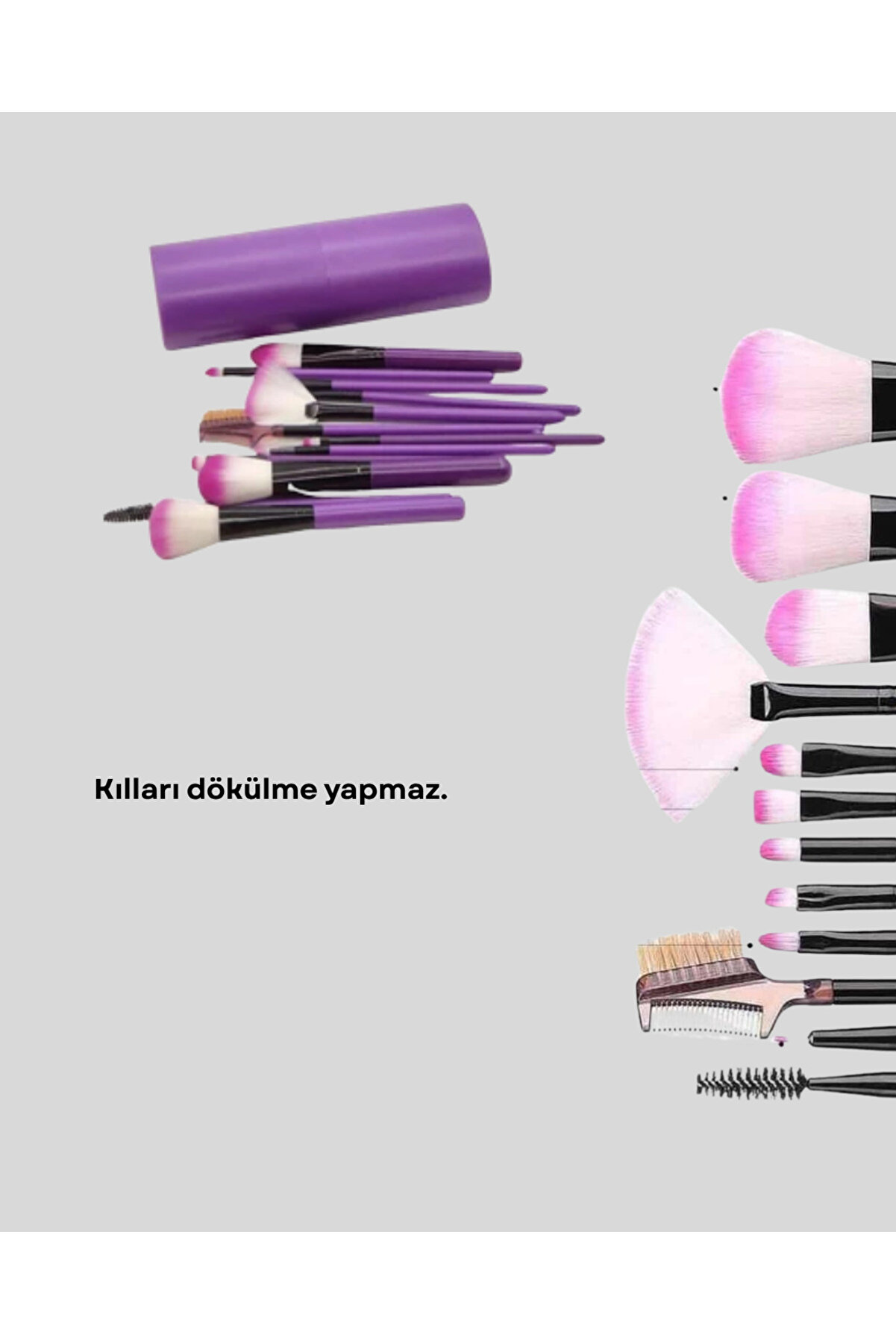 Ultra Yumuşak 12’Li̇ Makyaj Fırça Seti̇ – Dökülme Yapmaz, Dali̇n Şampuan İle Temi̇zlenebi̇li̇r