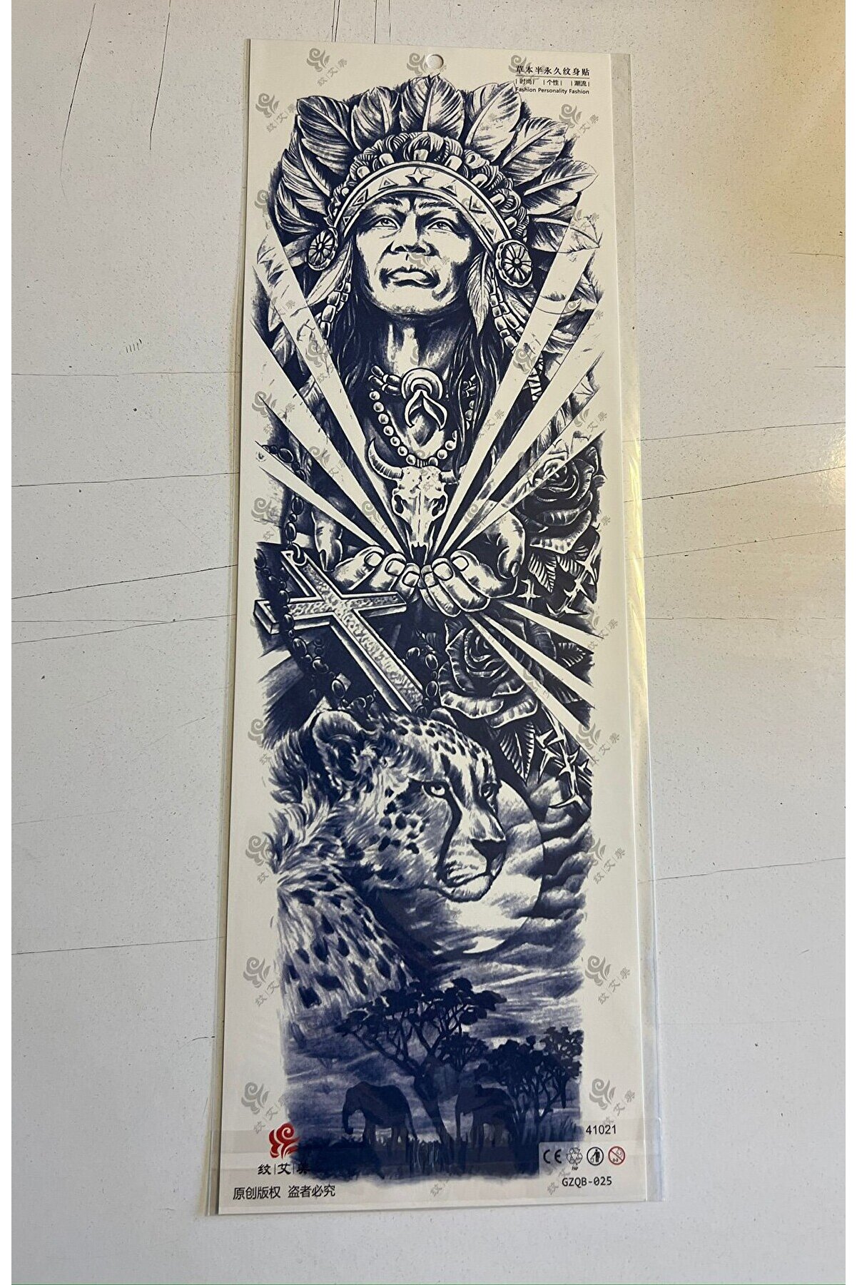 Ai̇rbrush Tattoo Kızıl Deri̇li̇ 3 Hafta Kalıcı Tam Kol Bacak Kaplama Yapıştırma Geçi̇ci̇ Dövme 46 Cm