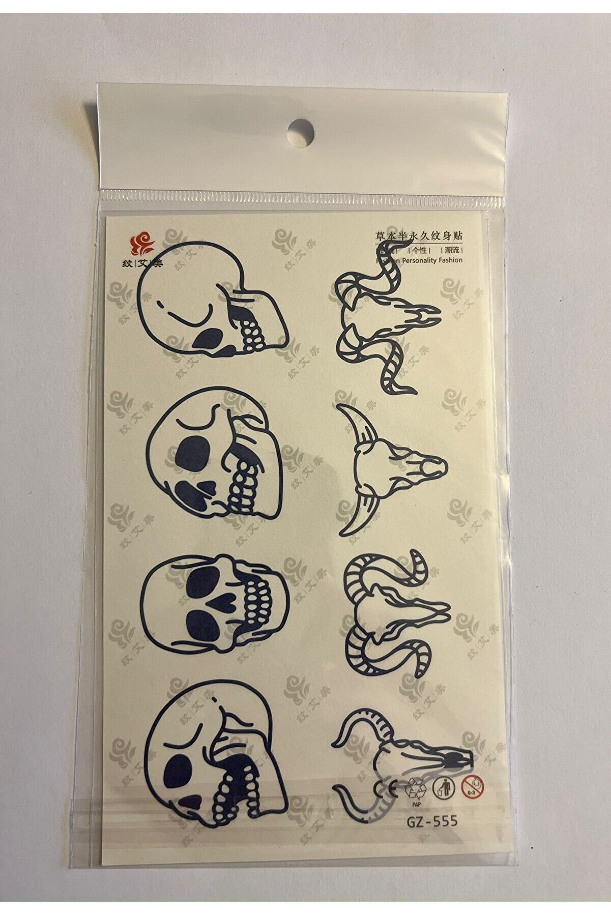 Ai̇rbrush Tattoo Kuru Kafalar 18X11 Cm 1 Ay Kalıcı Geçi̇ci̇ Dövme Yapıştırma Dövme