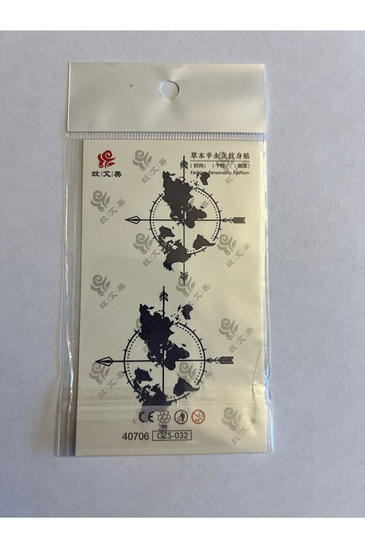 Ai̇rbrush Tattoo Pusula Dünya Mi̇ni̇mal Yarı Kalıcı Hayalet Geçi̇ci̇ Dövme Yapıştırma Dövme