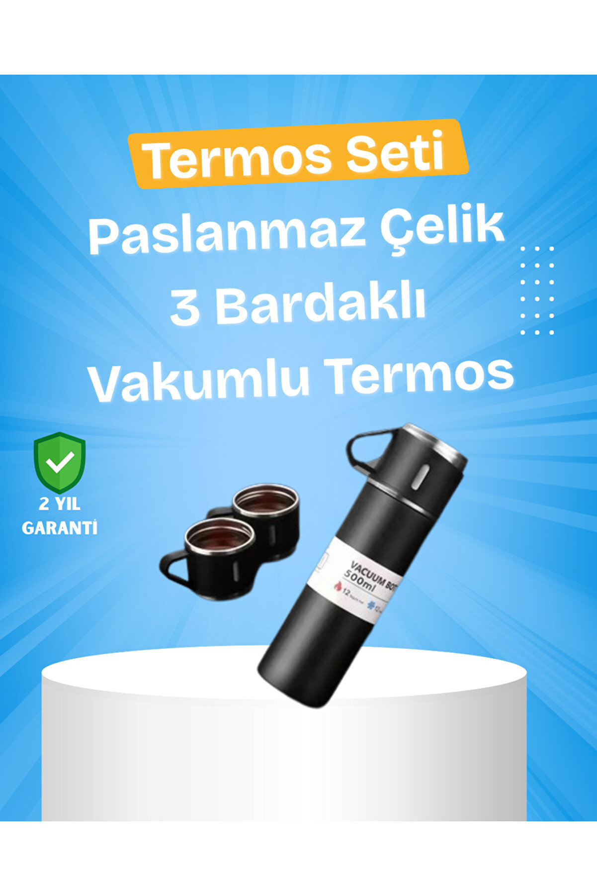 LaraThec Paslanmaz Çelik Termos Seti | 500 ml Kapasite, 6-12 Saat Isı Koruma, Hediye Kutulu