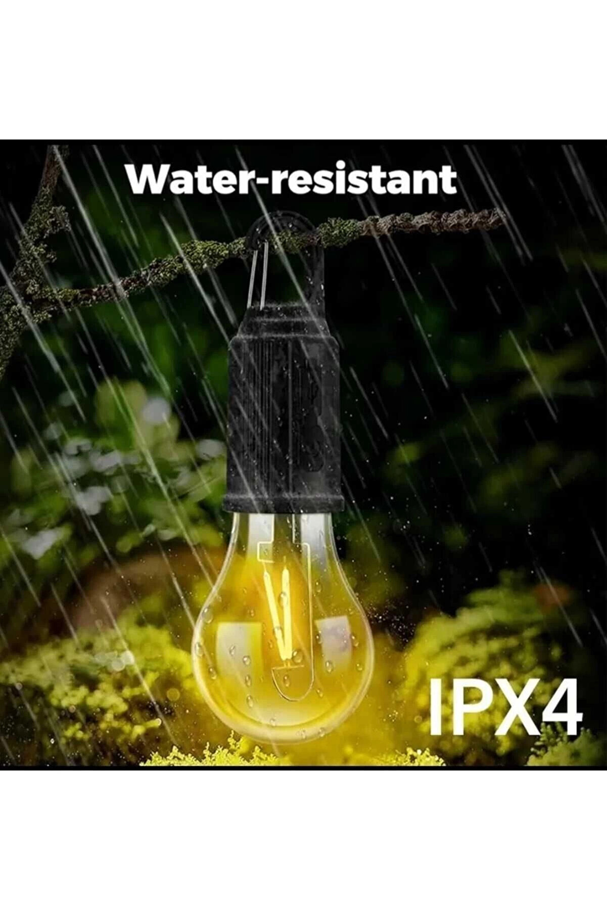 Taşınabi̇li̇r Şarjlı Led Ampül Outdoor Kamp Bahçe Lambası 10W Askılı Kırılmaz Led Işık