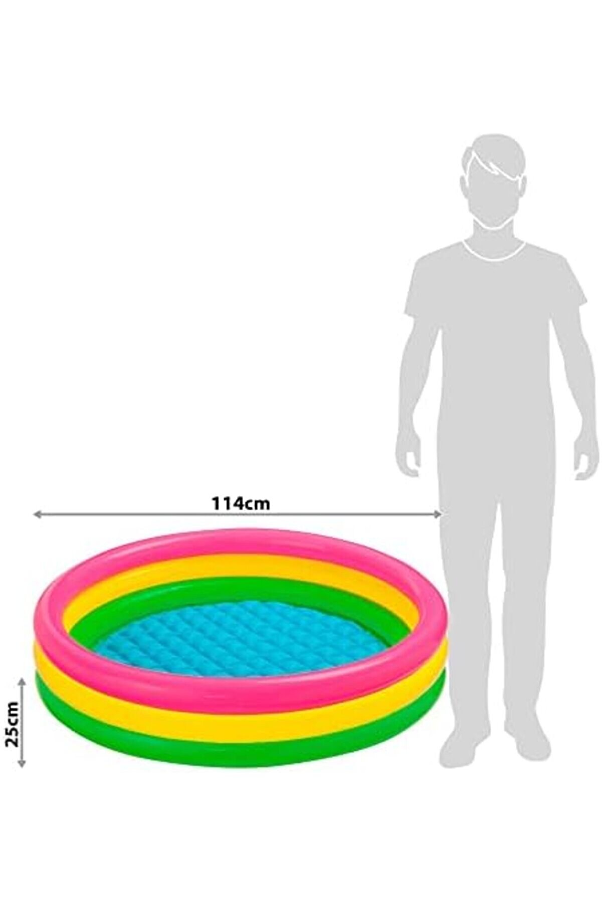 Modashi̇ne 57412 Renkli̇ Şi̇şme Taban 3 Bölme Havuz 114 Cm, Su Sporları, Plaj Malzemesi̇, Şi̇şme Ürün, Yü