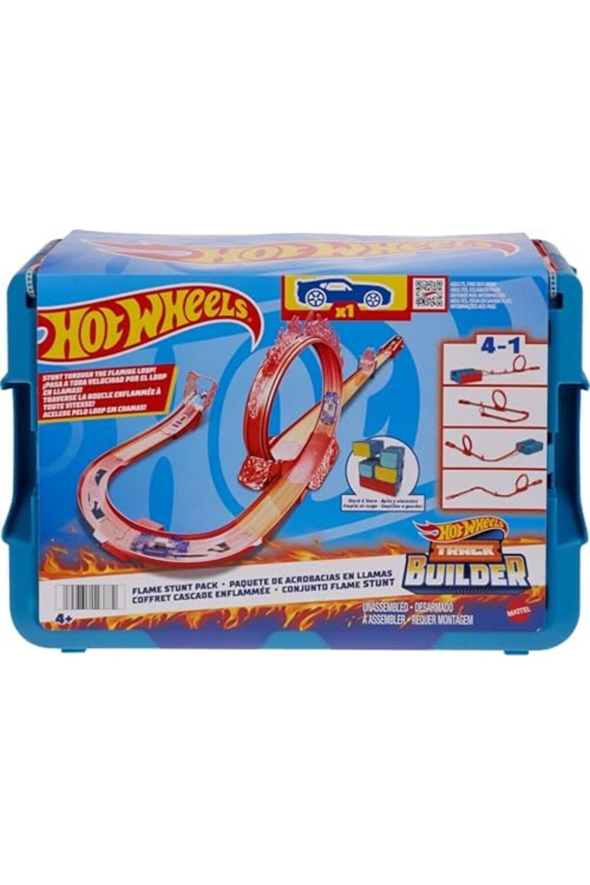 Modashi̇ne Track Alev Temalı Akrobasi̇ Seti̇ Ve 1 Adet Araba, Bi̇rleşti̇ri̇lebi̇li̇r Oyuncak Saklama Kutusun