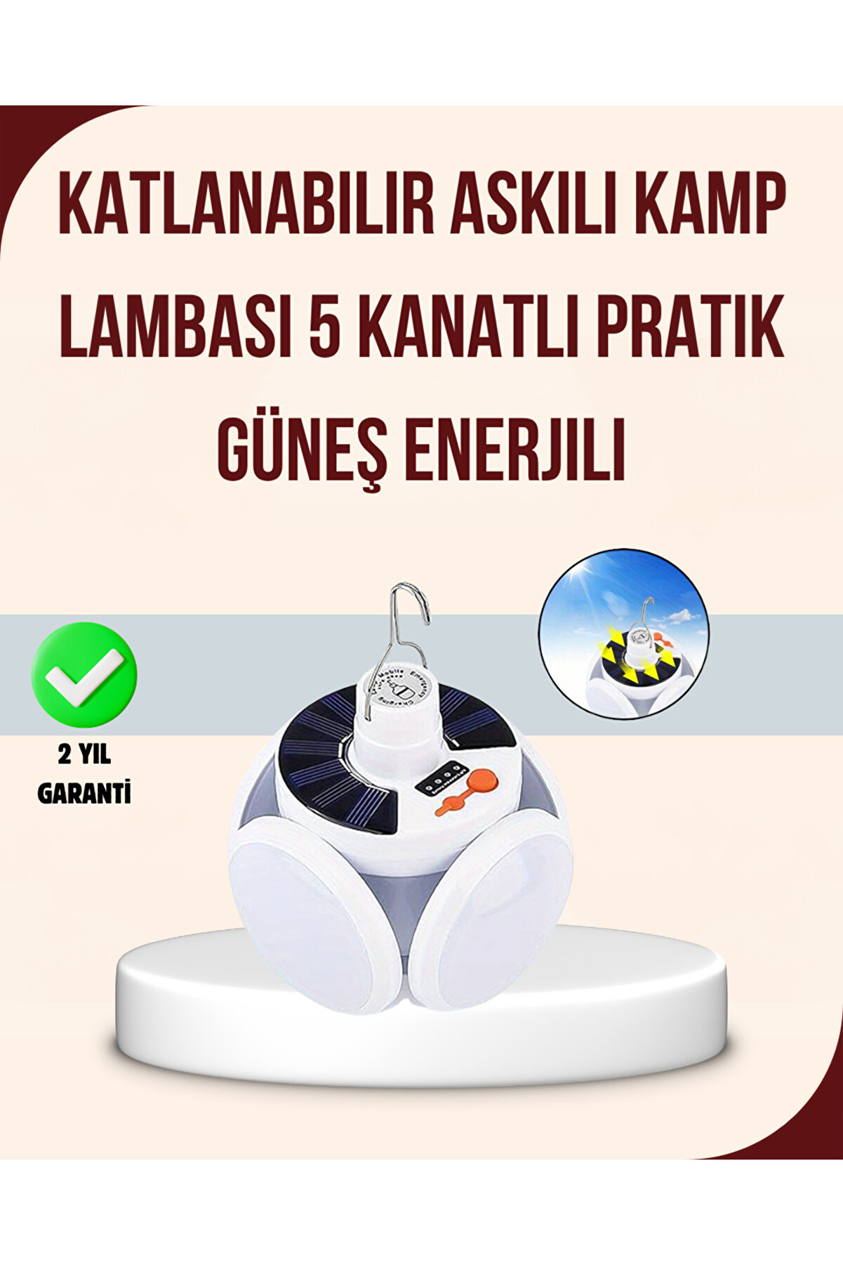 Güneş Enerji̇li̇ Usb Şarj Edi̇lebi̇li̇r 5 Modlu Katlanabi̇li̇r Led Kamp Işığı