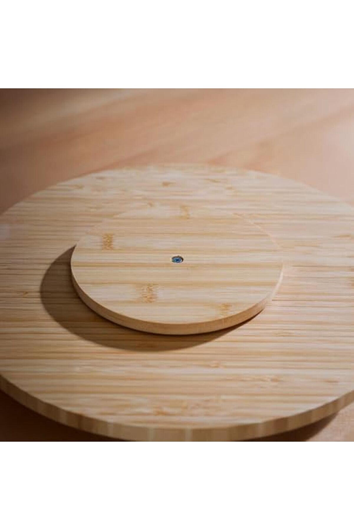 35Cm D&ouml;ner Mekani̇zmalı Kalın Bambu Yuvarlak Pi̇zza Ve Sunum Tepsi̇si̇, 360 Derece D&ouml;nebi̇len Kahvaltı Su