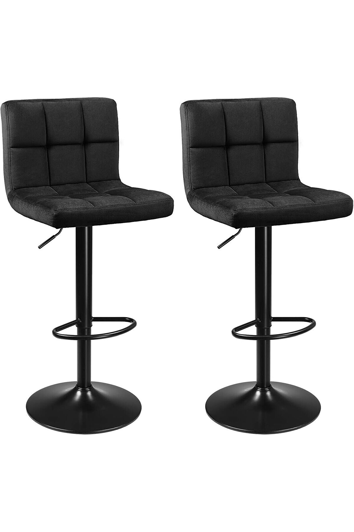 STOREMAX shopverse 2Li Set Kadife Bar Tabureleri, Yüksekliği Ayarlanabilir Döner Tabureler, Mutfak, Sırtlık v