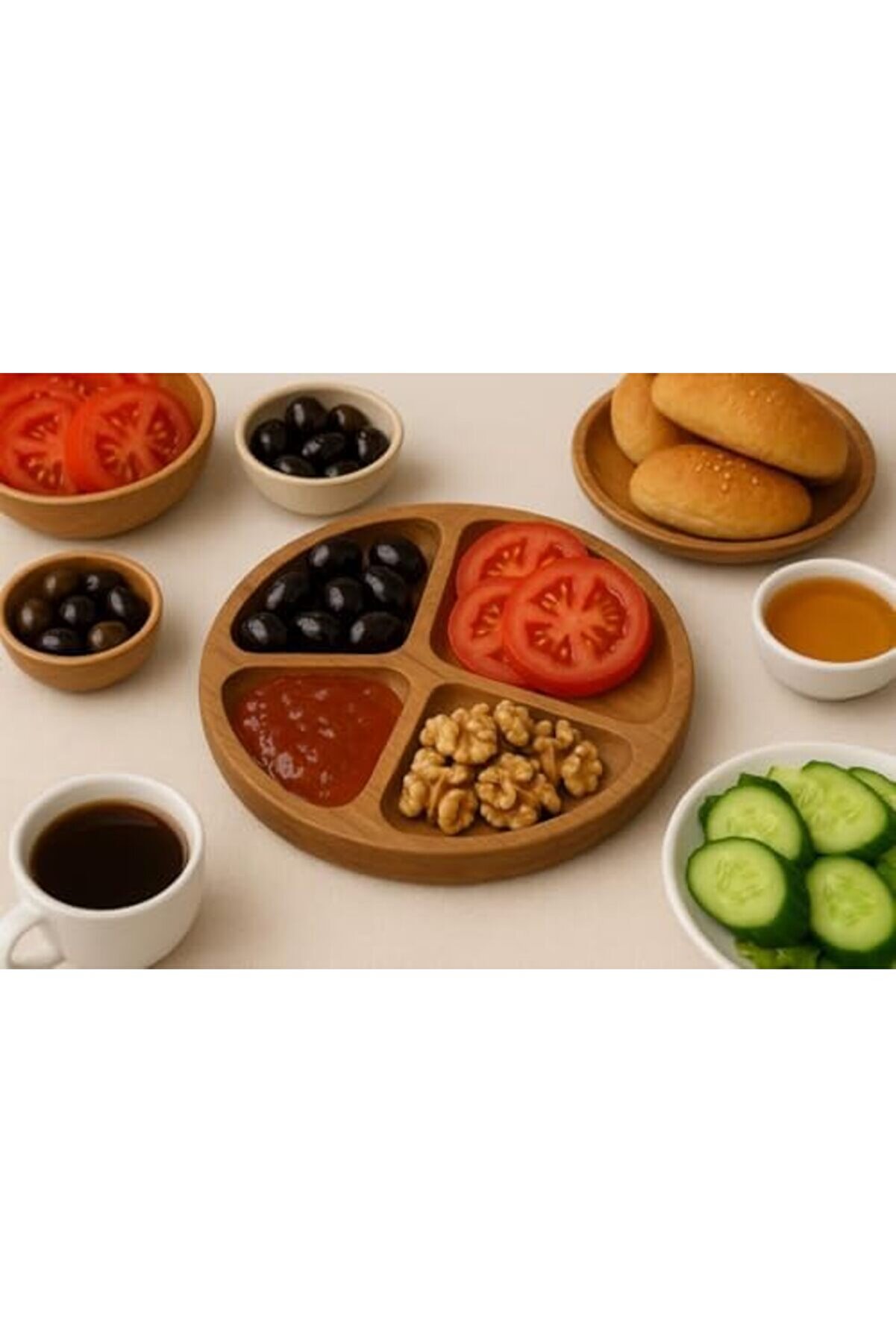 Shopverse Ahşap Çerezli̇k Ve Kahvaltılık – 4 Bölmeli̇ Sunum Tabağı T9 Trendfli̇ck 1014773