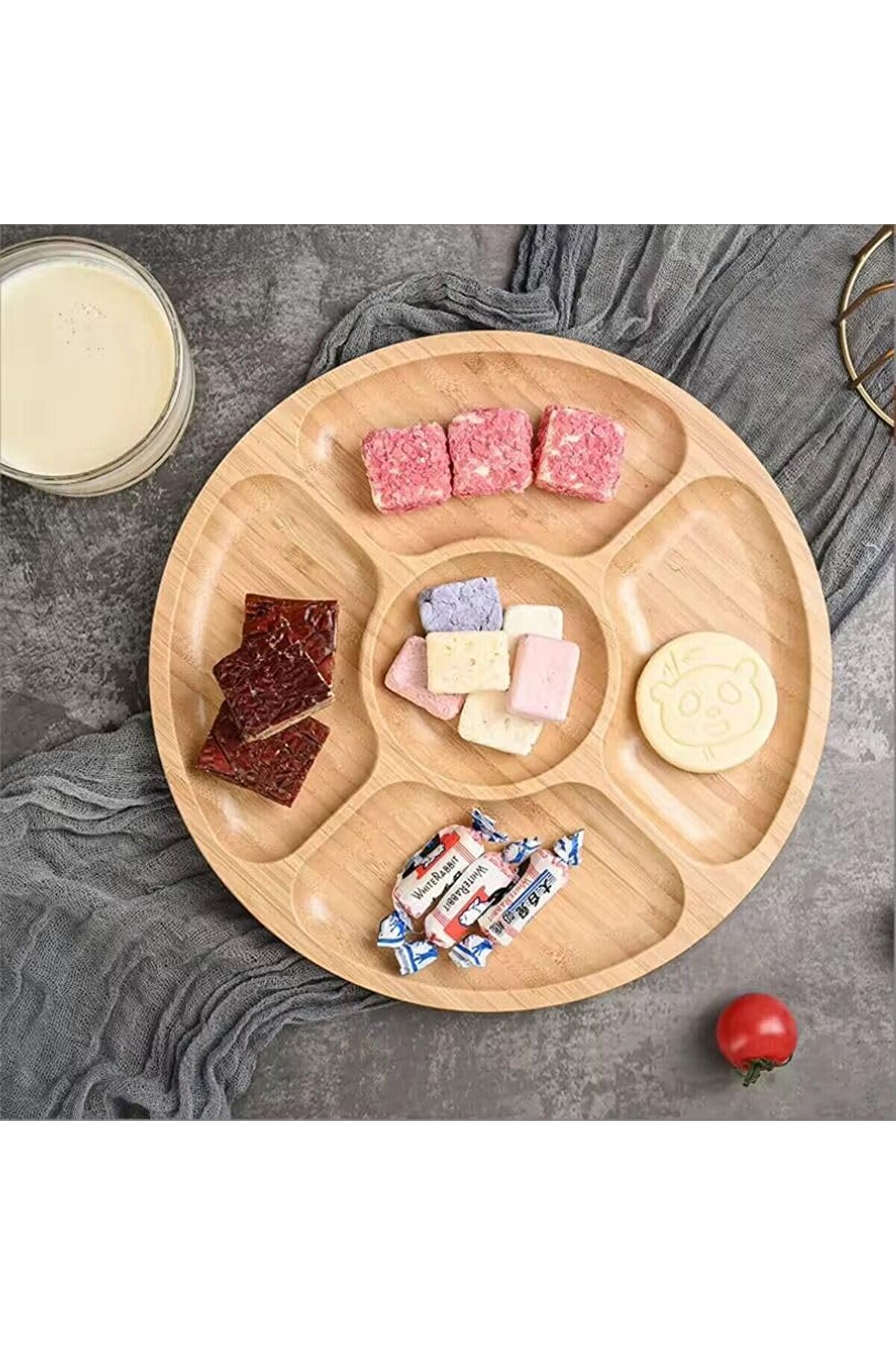 Shopverse 360° Dönebi̇len 34 Cm Bambu Ahşap Pi̇zza, Peyni̇rebi̇len Ve Sunum Tepsi̇si̇ – Çok Amaçlı Döner S