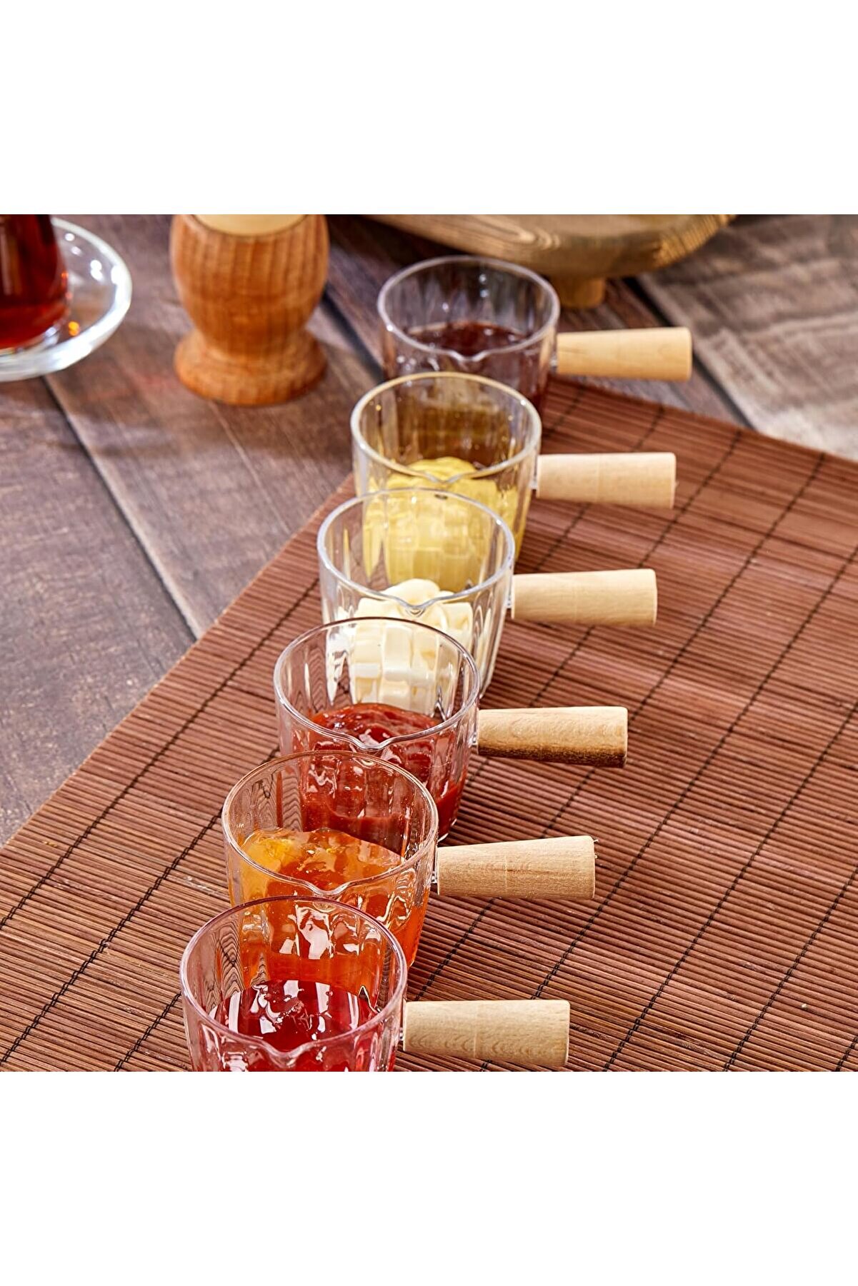 STOREMAX shopverse Ahşap Saplı Mika Reçellik Sosluk Sofra Sunum Kahvaltı Seti - Ahşap Saplı Sunumluk 80 ml tr