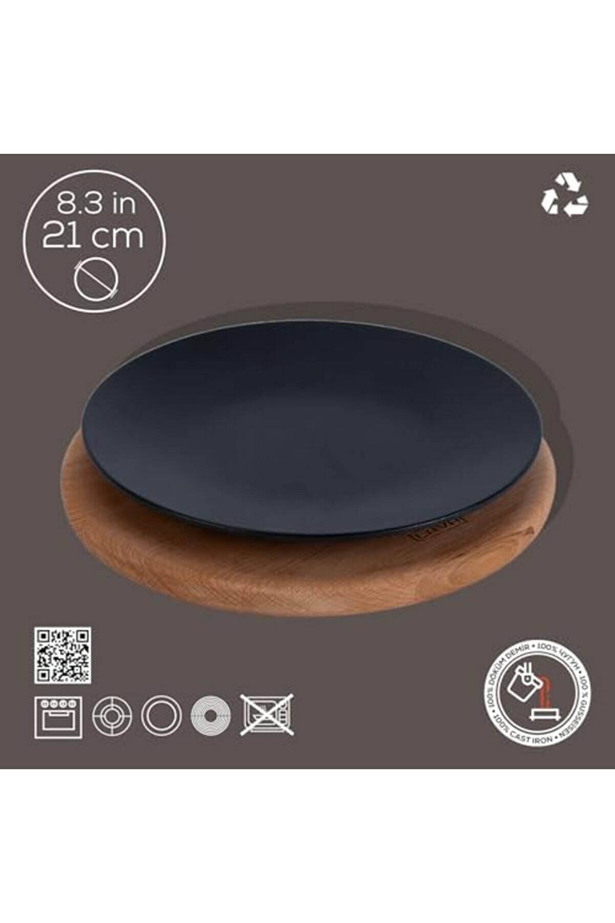 Shopverse D&ouml;k&uuml;m Yuvarlak Tabak, &Ccedil;ap 21 Ahşap Altlıklı - Lv As 168 Trendfli̇ck 1014773