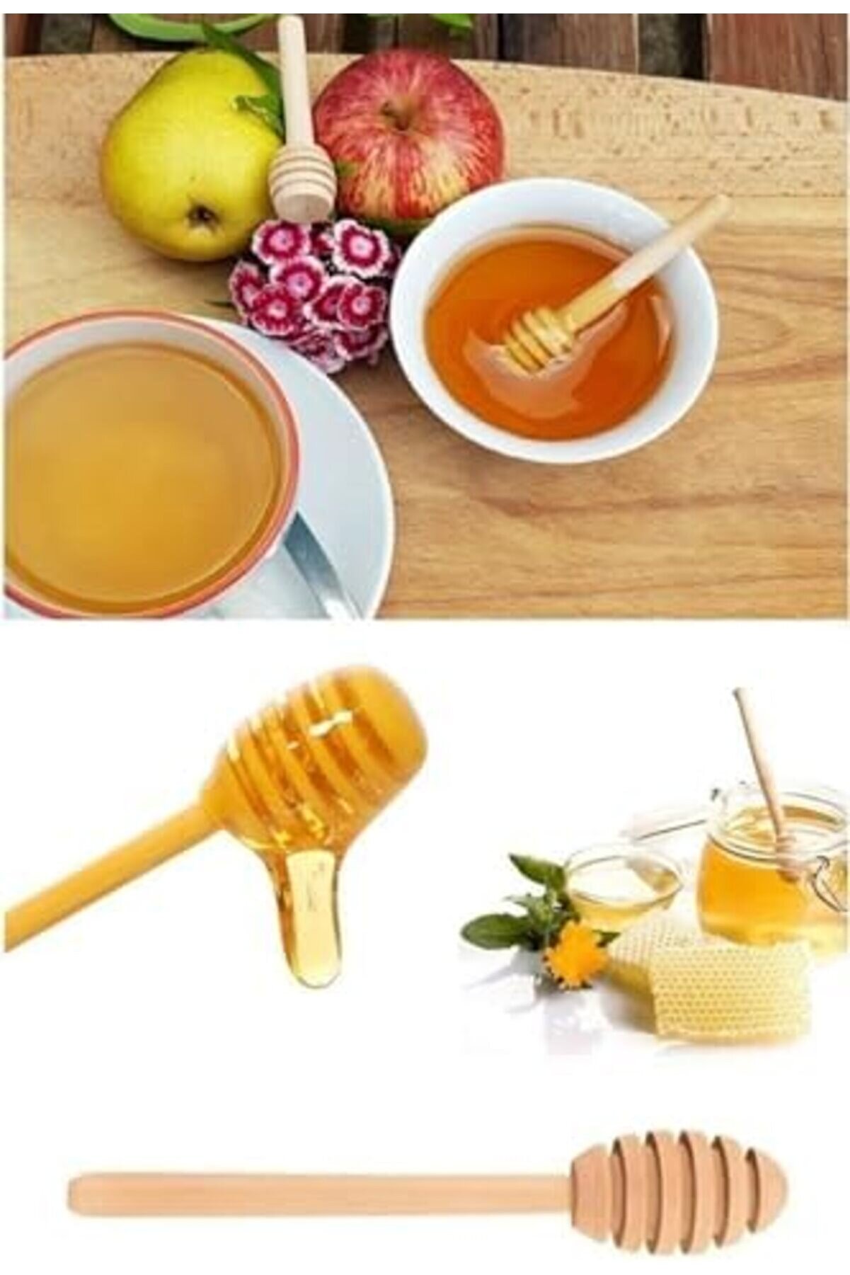 Shopverse 4 Adet Özel Üreti̇m El Yapımı Ahşap Bal Kaşığı, 4 Lü Ahşap Bal Kaşığı Trendfli̇ck 10147