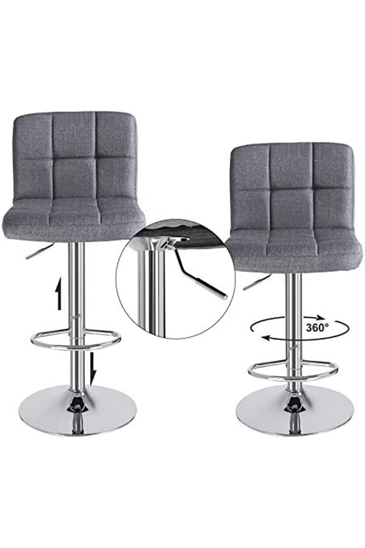 Shopverse Arkalıklı Bar Taburesi̇ Yüksekli̇ği̇ Ayarlanabi̇li̇r Gri̇ 44,5 X 38 X 115 Cm Trendfli̇ck 1014773