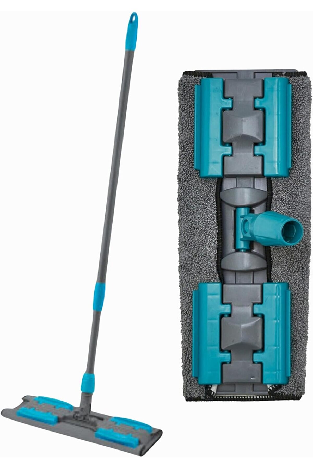 STOREMAX buyflair Saplı, Mikrofiber Bezli Mop - 140 cm uzunluktaki teleskobik sapi ve 360 derece dönebilen Uz