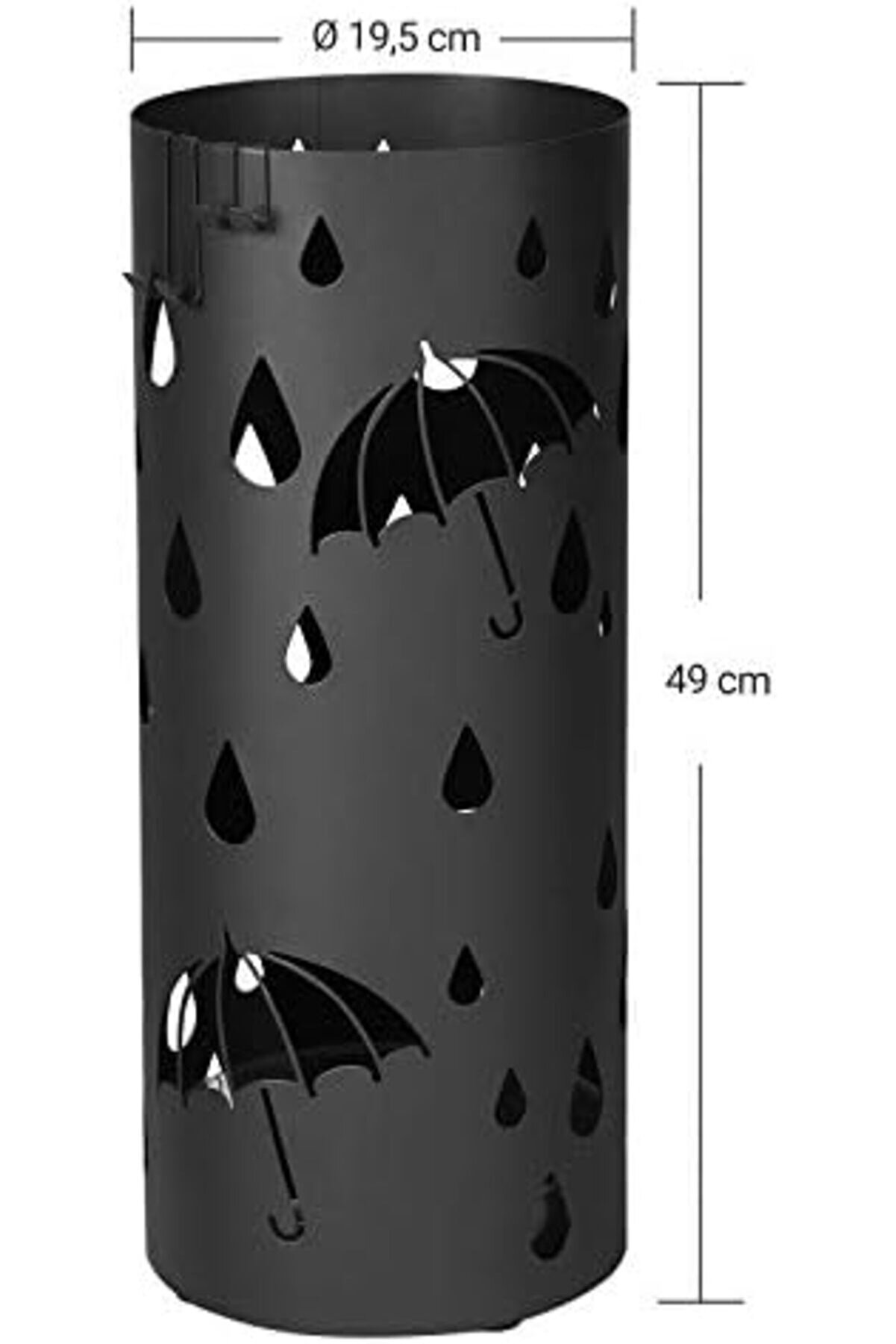 Shopverse Metal Şemsi̇ye, Yuvarlak Şemsi̇ye, Damlama Kasesi̇, Kancalı, 49 X Çap 19,5 Cm, Si̇yah, Luc23B