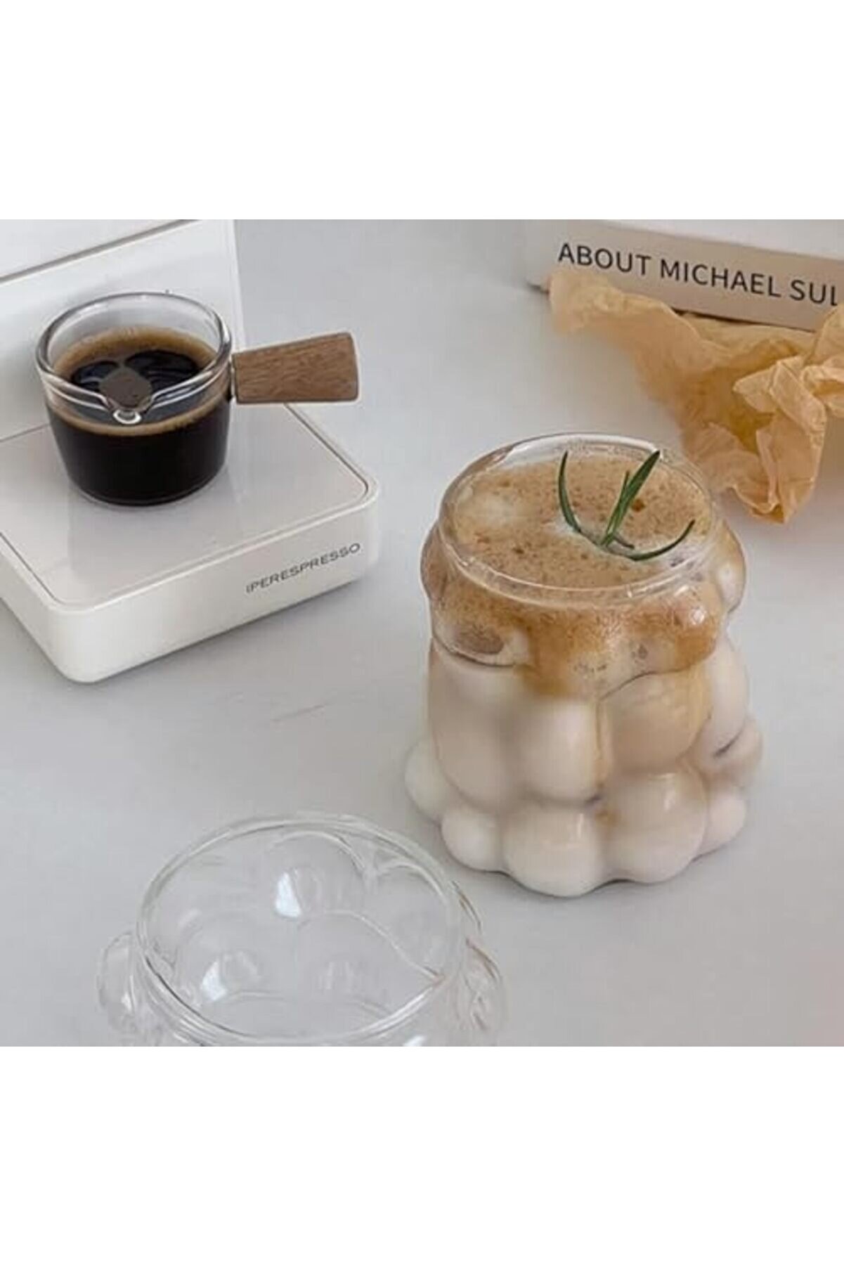 Shopverse 2 Adet Boncuk Şeki̇lli̇ Üç Boyutlu Soğuk Kahve Bardağı Üzüm Darbeye Dayanıklı Borosi̇li̇kat 35