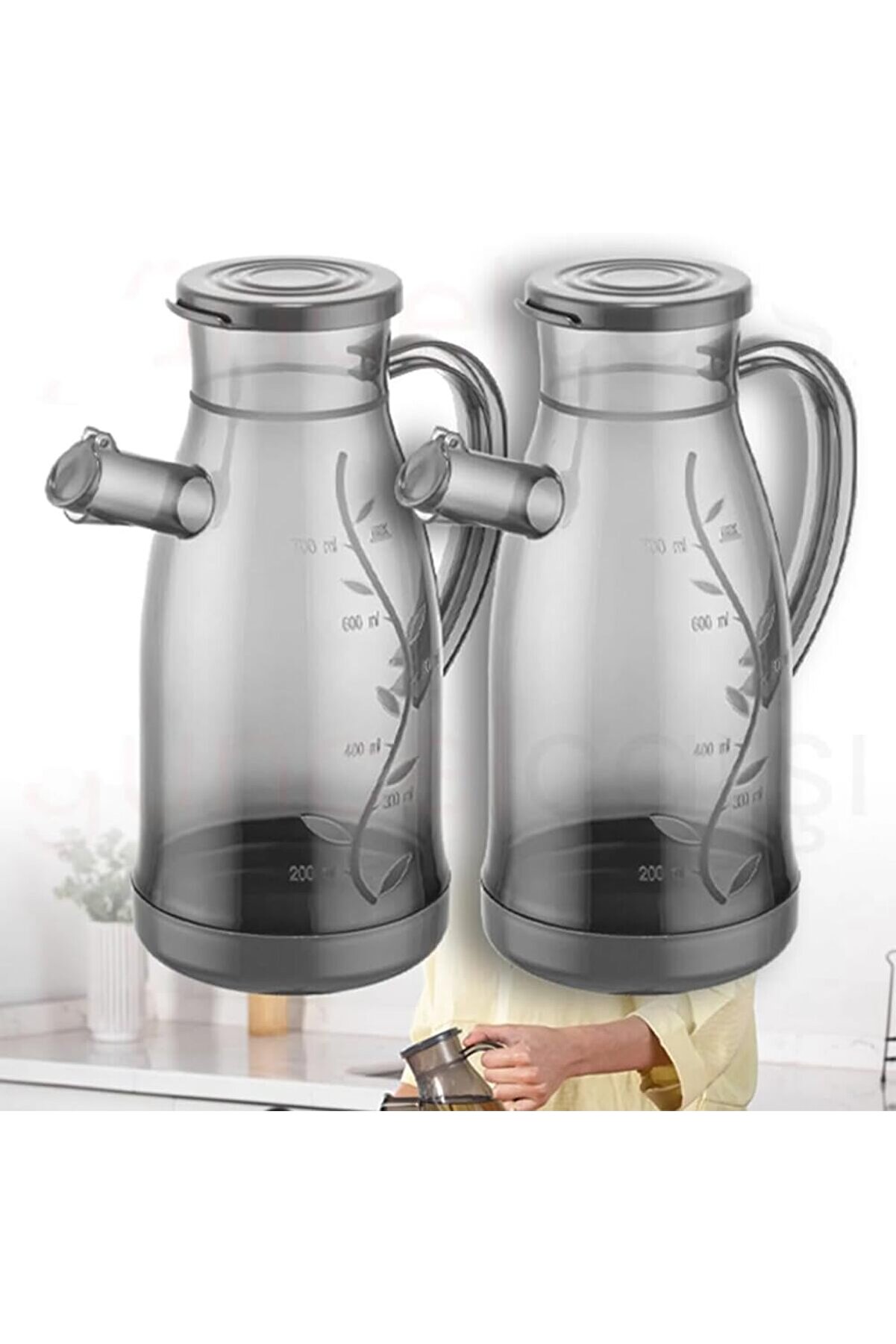 STOREMAX shopverse 2 Adet Plastik Füme Yağlık, Sirkelik, Sosluk 700 ml Pratik Yağdanlık trendflick 1014773