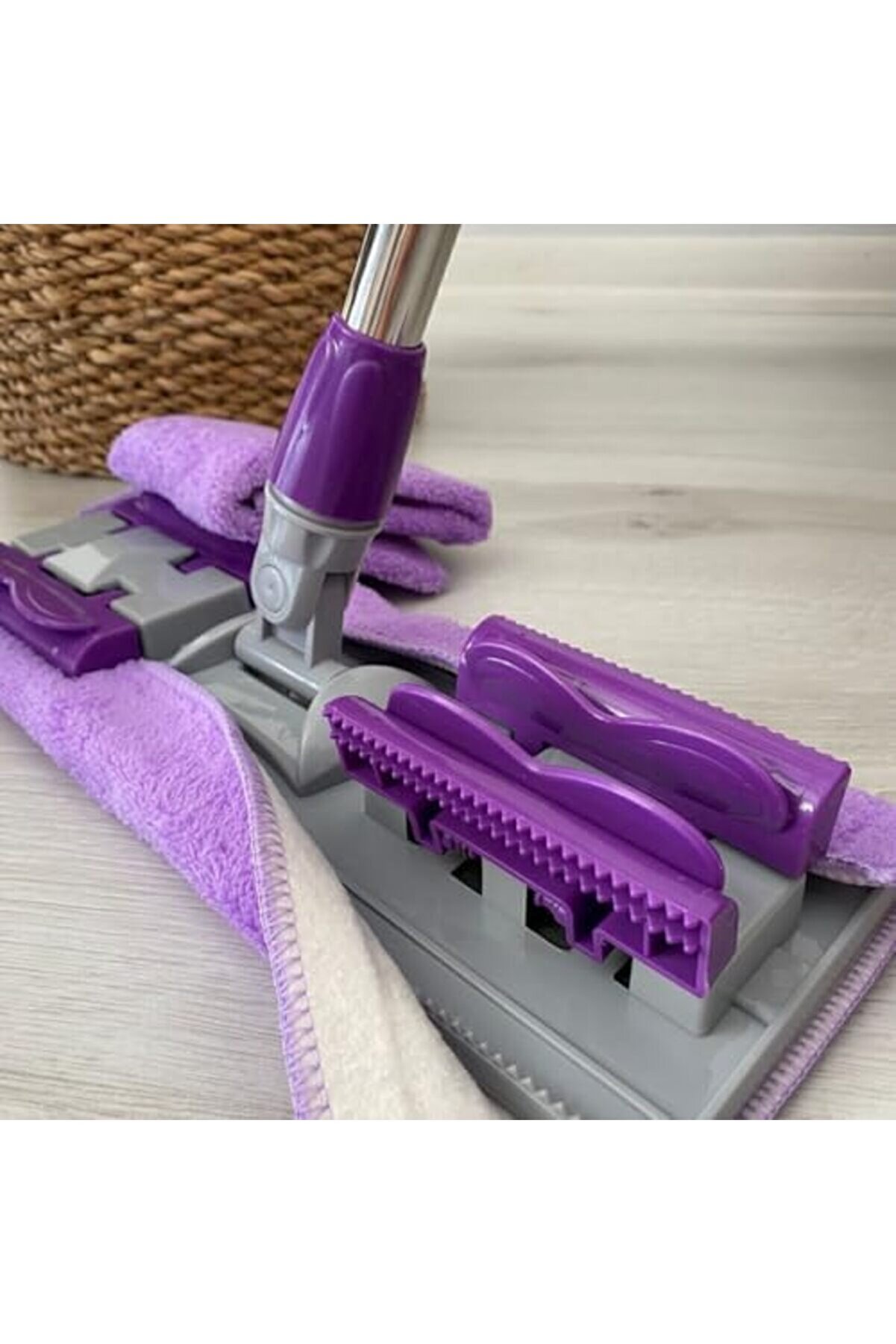 Shopverse Mop Yer Duvar Yüzey Temi̇zli̇k Mi̇krofi̇ber Mandallı Mop, Teleskopi̇k Saplı İstedi̇ği̇n Bezi̇ Tak