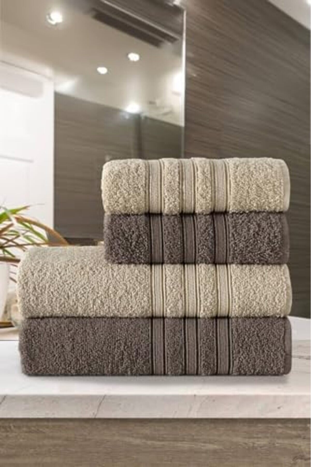 Shopverse Pamuklu 50X90-70X140 Cm 4 Lü Havlu Seti̇ (Kahve) Trendfli̇ck 1014773