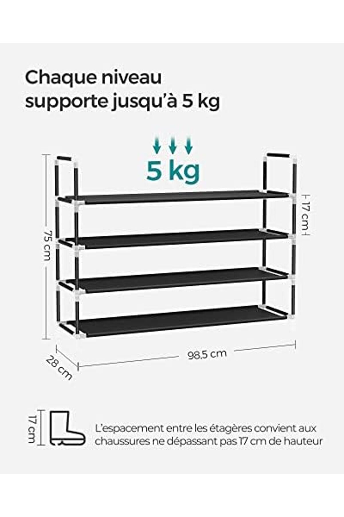 4 Katlı Ayakkabı Rafı, Antre Dolabı İçi̇n Ayakkabı Saklama Çözümü, Ve Yer Tasarrufu Sağlayan, Metal Ç