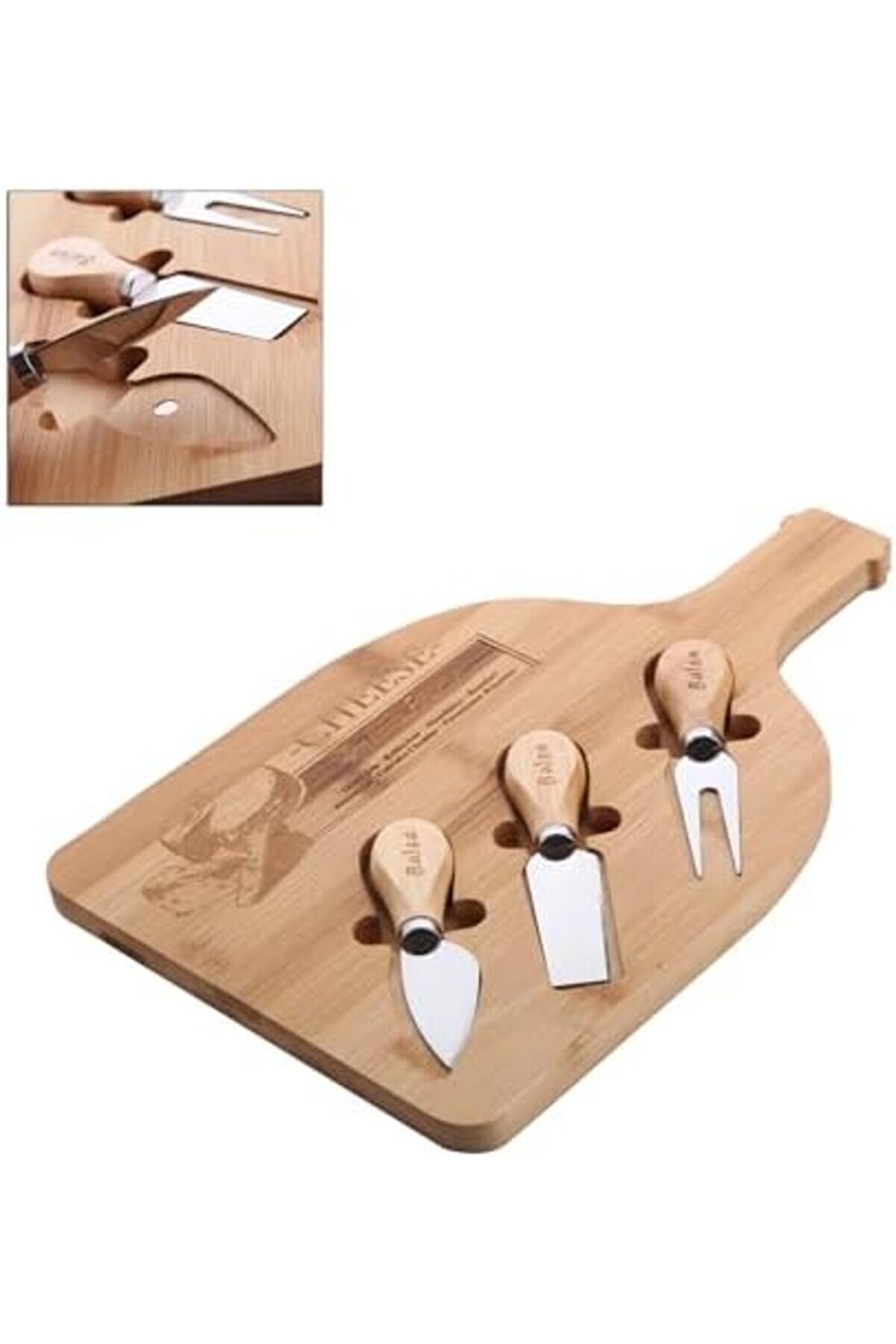 Shopverse Bambu Peyni̇r Sunum Tabağı, Meyve Yi̇yecek Tahta Sunum Tabağı 4 Par&ccedil;a | Ve Şık Bambu Peyni̇r