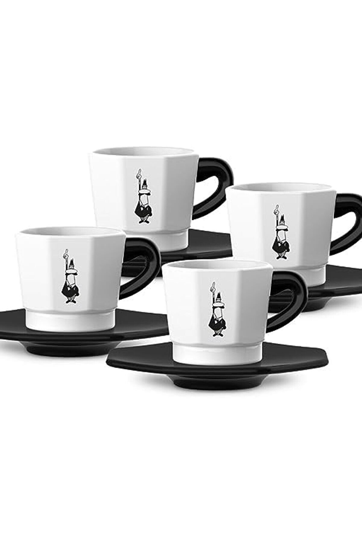 Shopverse - 4 L&uuml; Espresso Fi̇ncan Seti̇ - Seki̇zgen Tasarım - Si̇yah Beyaz Renk - Trendfli̇ck 101477