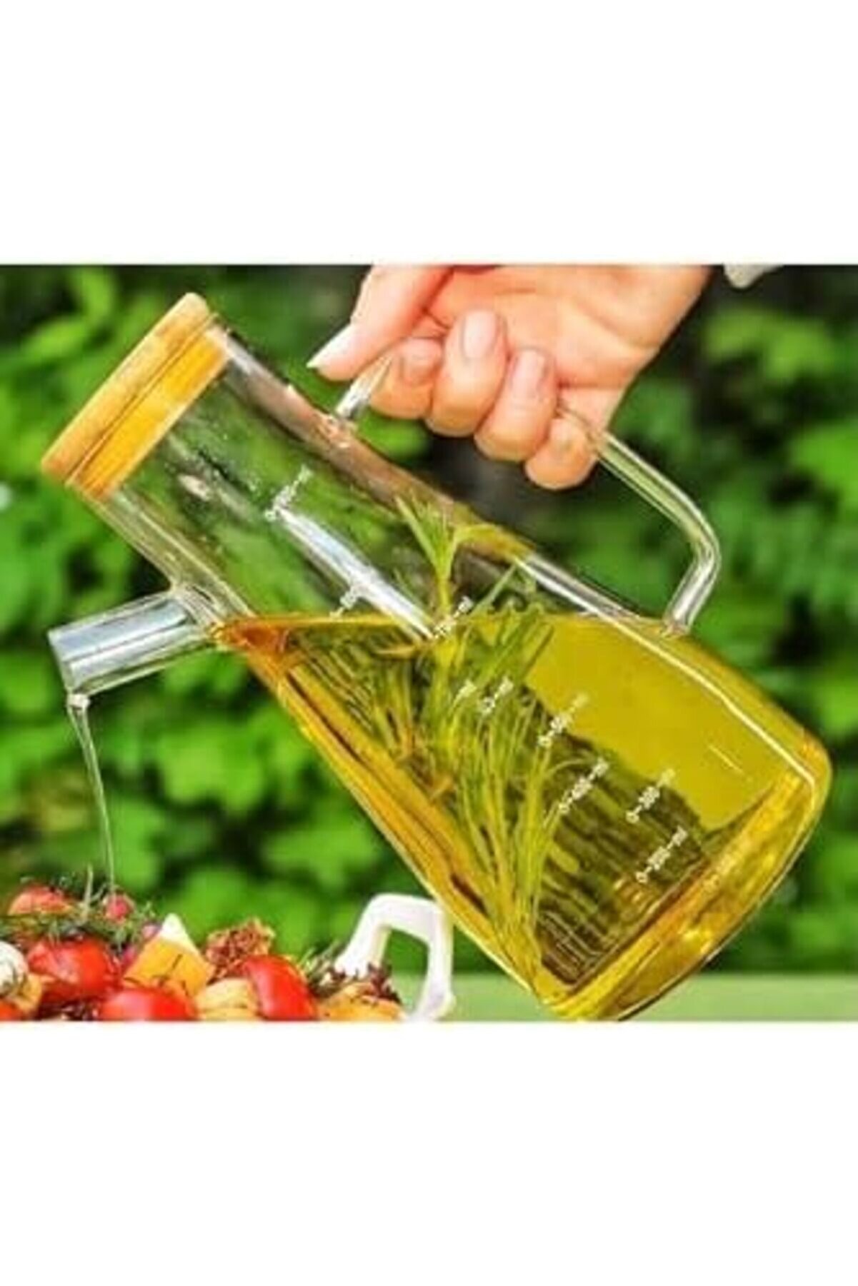 Shopverse Ml Bambu Kapaklı Cam Yağdanlık Si̇rkeli̇k Süt Saklama Su Sürahi̇si̇ Trendfli̇ck 1014773