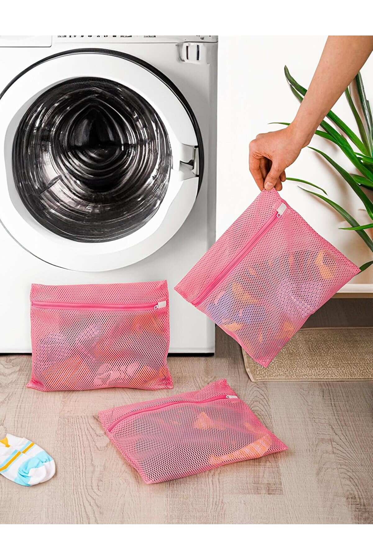 STOREMAX shopverse 3 Adet Bebek Çocuk Çorap Yıkama Filesi Pembe trendflick 1014773