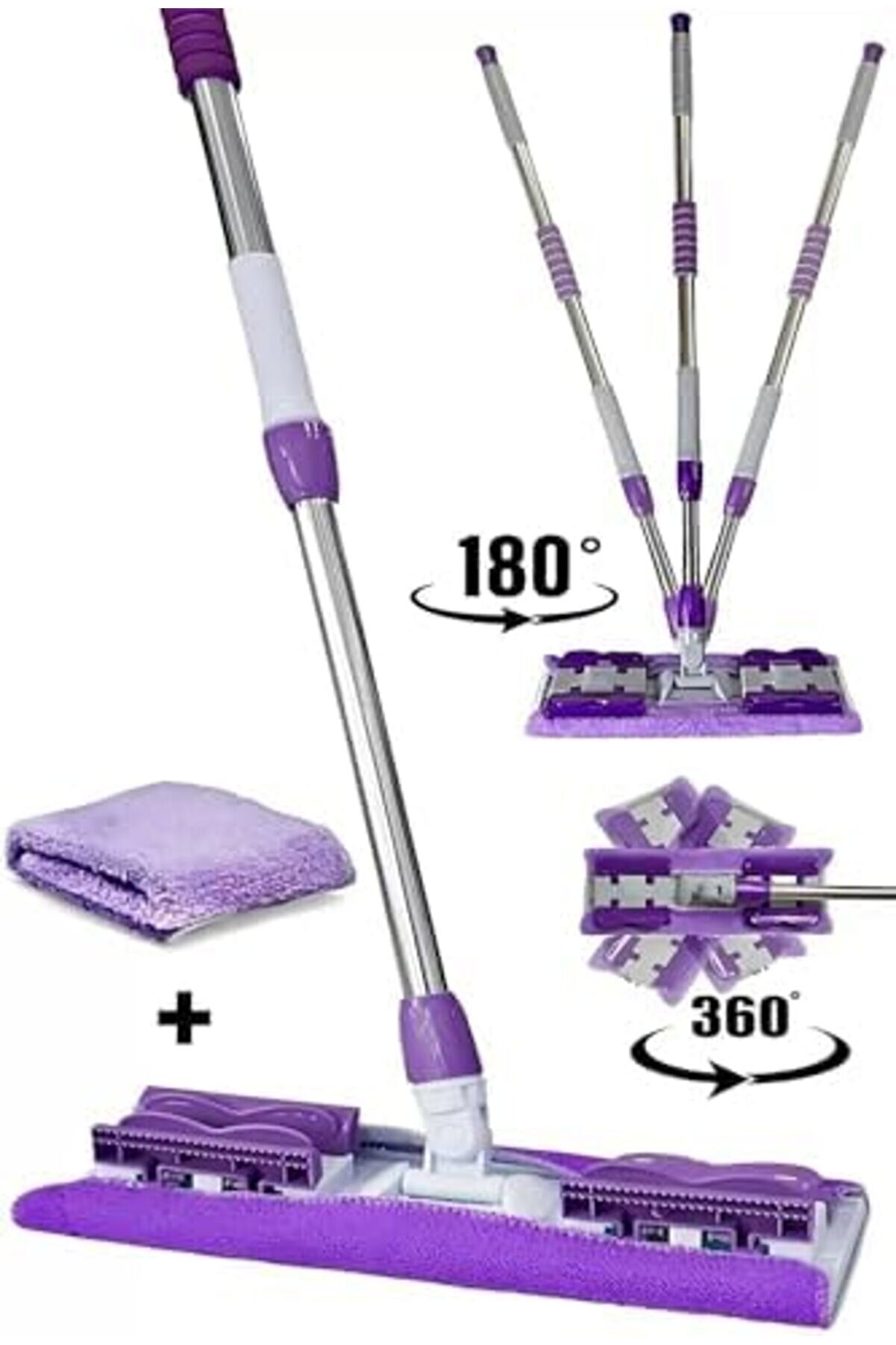 Buyflai̇r Si̇hi̇rli̇ Teleskobi̇k Mandallı Mop.yedek Bez Hedi̇yeli̇.,Duvar,Yüzey Ve Cam Temi̇zli̇k Paspası (Nk