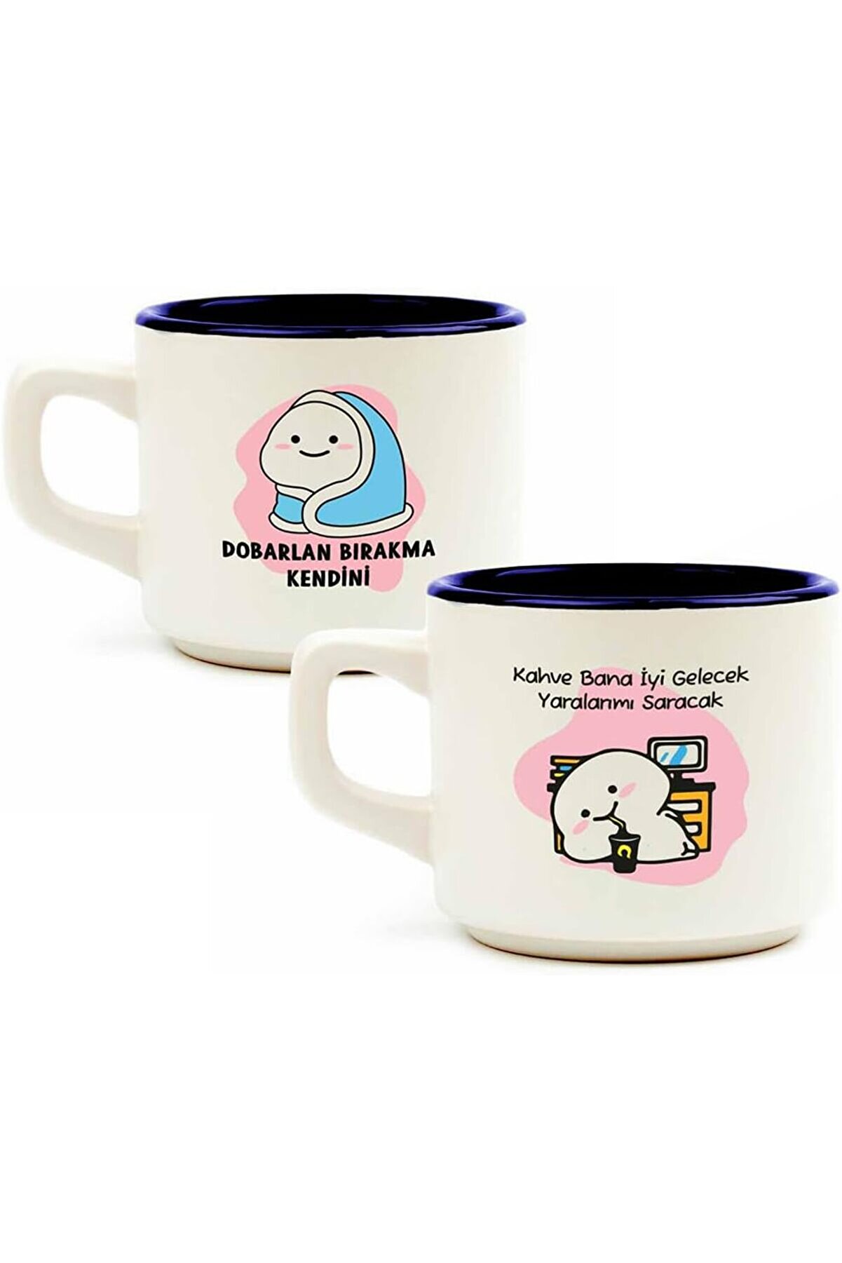 STOREMAX shopverse TASARIM Quby'li 2'li Beyaz Kupa - Hediye Seramik Kupa trendflick 1014773