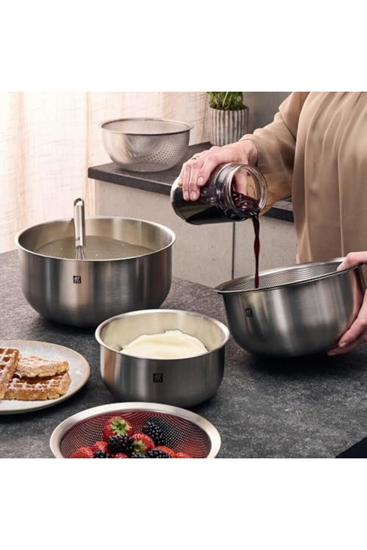 Shopverse Hazırlama Kasesi̇ Seti̇, 3 Parça, 18/10 Paslanmaz Çeli̇k, Salata Kasesi̇, Karıştırma Kasesi̇, Ç