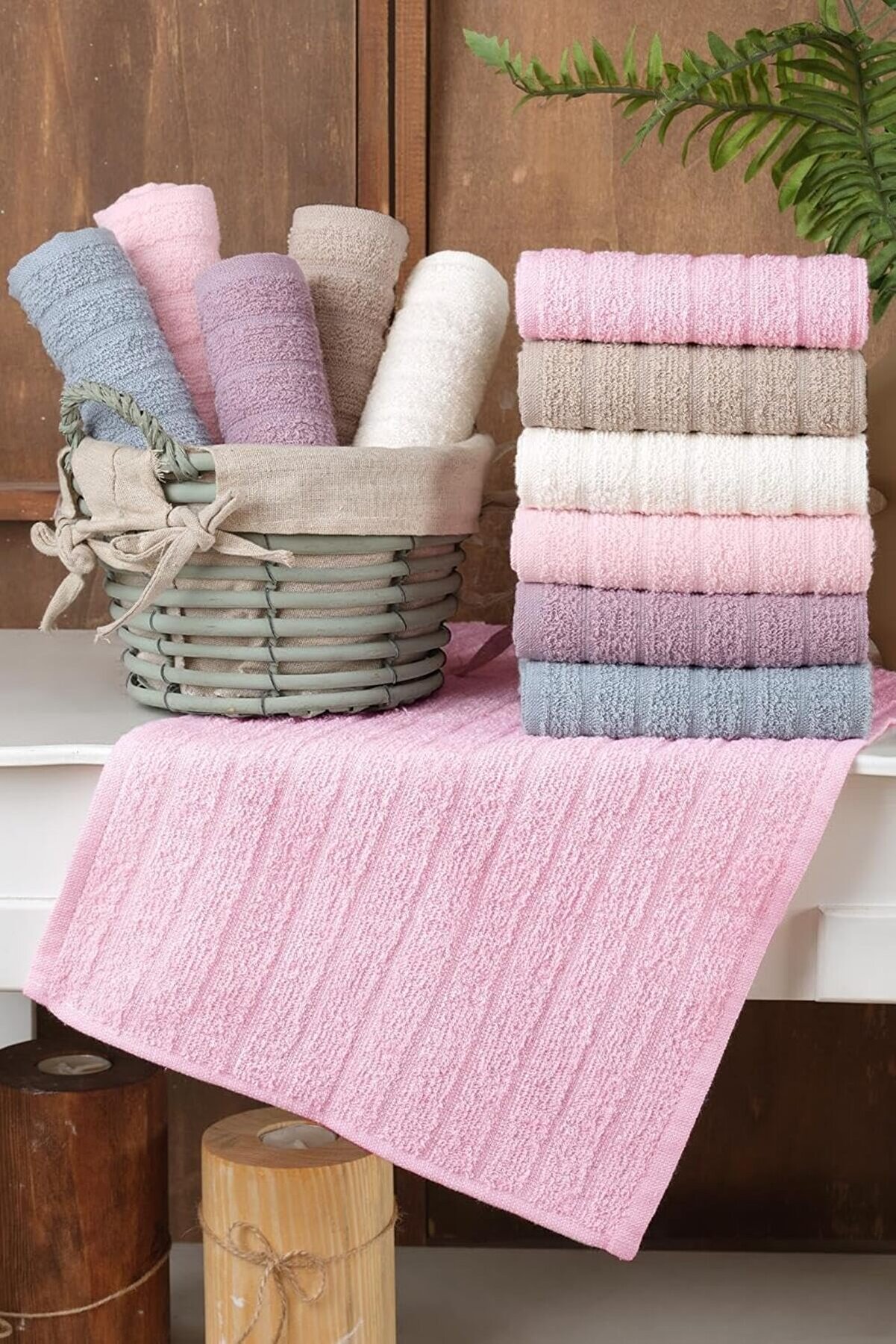 STOREMAX shopverse Tekstil Path | 12'li 30x50 Cm El Ve Y&uuml;z Havlu Seti | Mutfak Havlusu Pembe trendflick