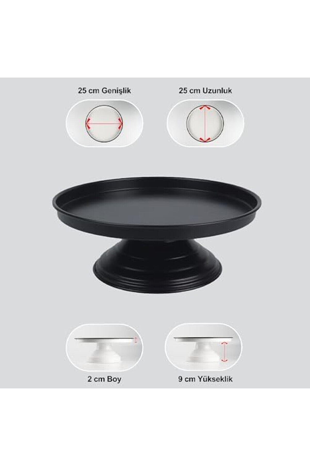 Shopverse Metal Frezya Ayaklı Servi̇s Tabağı, Sunum Tabağı, Metal Ayaklı Si̇yah Sunum Tabağı, Pasta Su