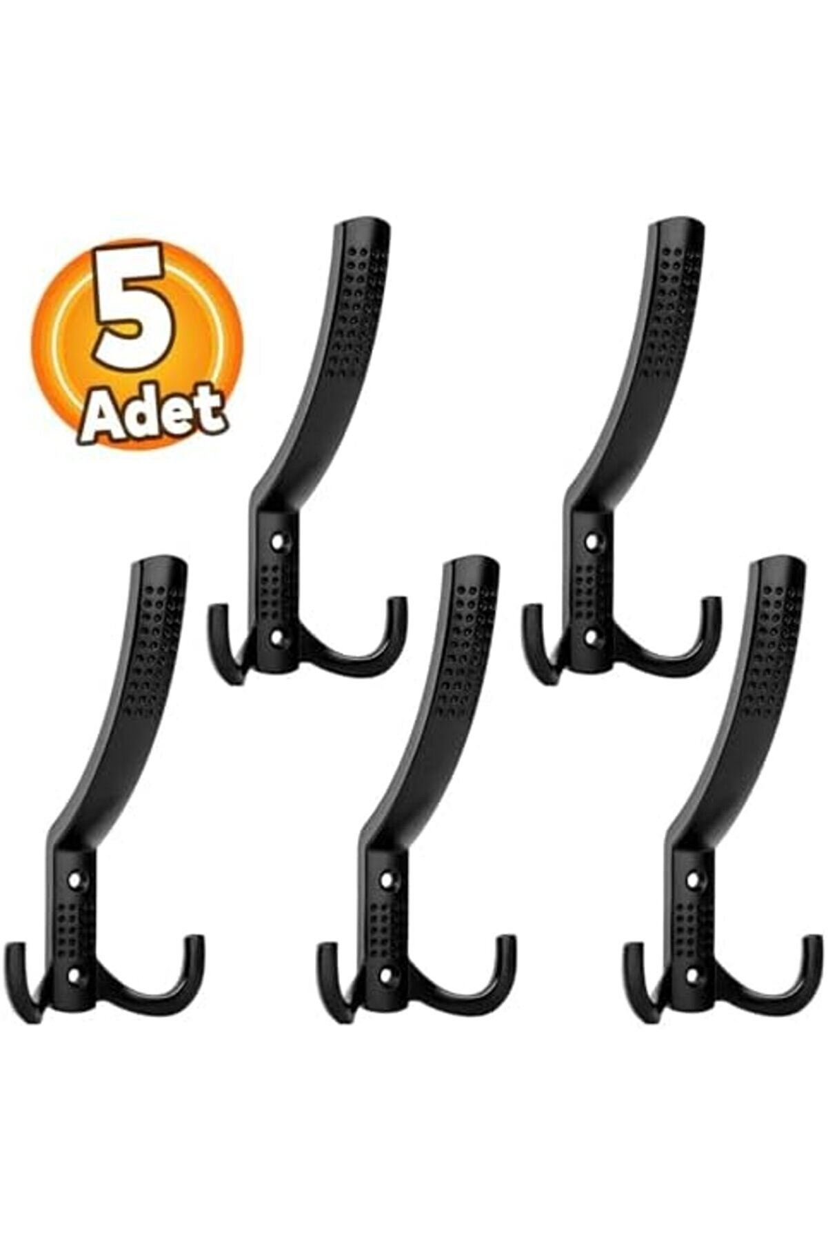 Shopverse 5 Adet Noktalı Askı Vesti̇yer Duvar Dolap Askısı Si̇yah Metal Mobi̇lya Kapı Askılığı Askılık