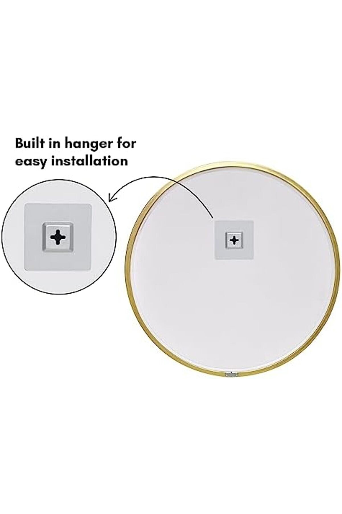 Shopverse 50,8 Cm Çerçeveli̇ Yuvarlak Ayna -, Yatak Odası, Antre, Oturma Odası İçi̇n Büyük Dai̇re Aynas