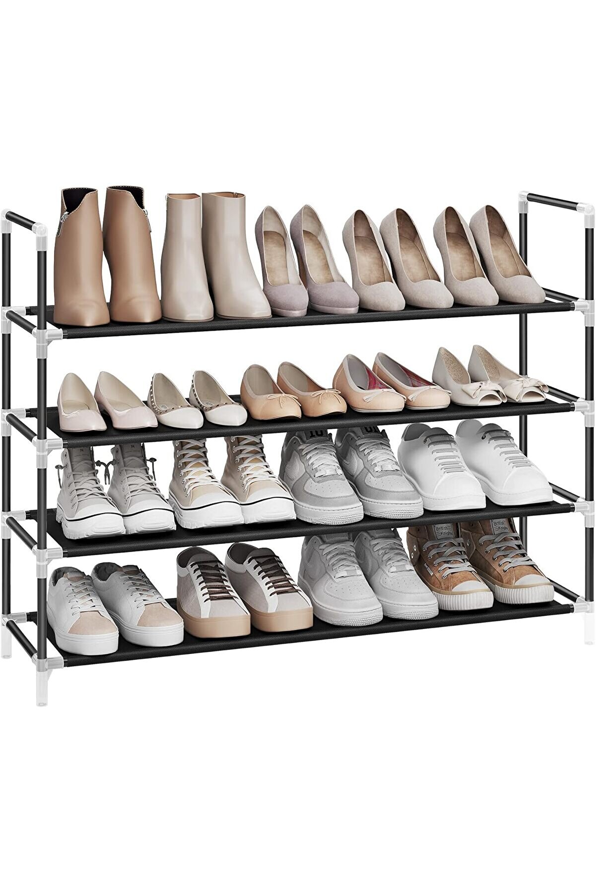 STOREMAX 4 Katlı Ayakkabı Rafı, Antre Dolabı İçin Ayakkabı Saklama Çözümü, ve Yer Tasarrufu Sağlayan, Metal Ç